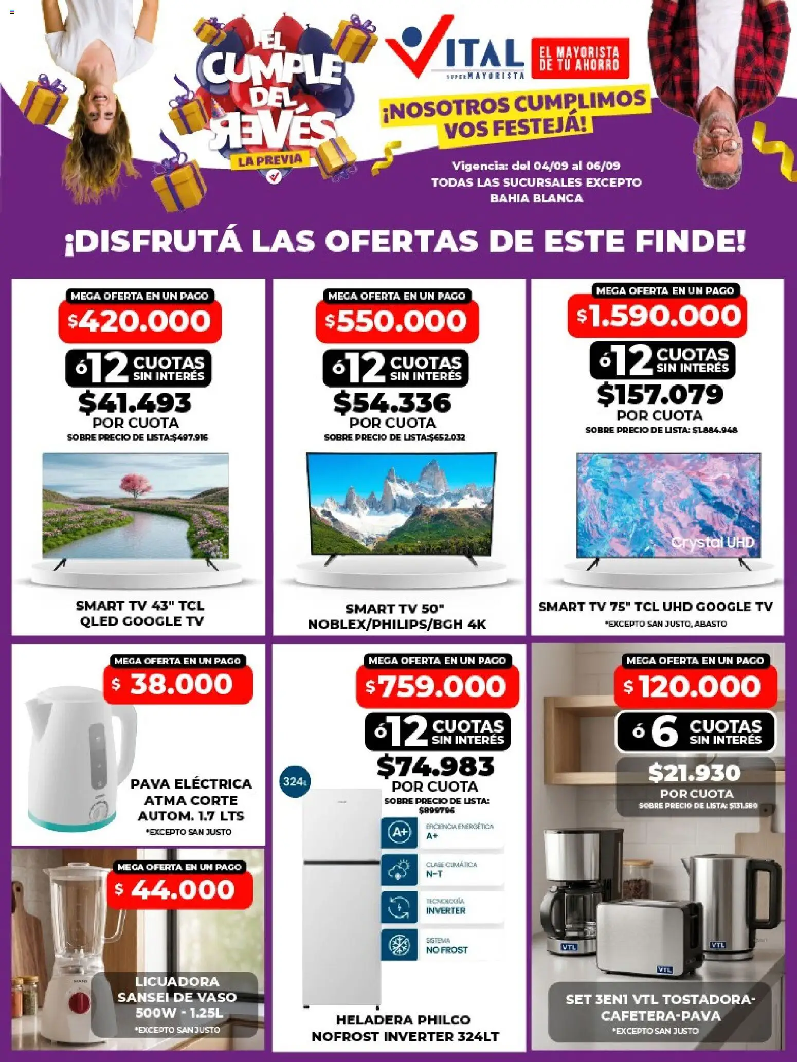 Vital - Ofertas fin │ válido desde el 04/09/2026 | Página: 4 | Productos: Pava, Tostadora, Sobre, Heladera