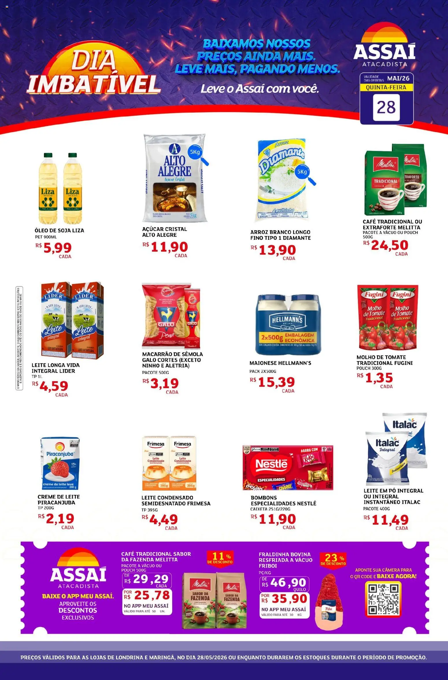 Assaí Atacadista Folheto - válido de 28.05.2026 | Página: 1 | Produtos: Café, Arroz, Maionese, Leite condensado
