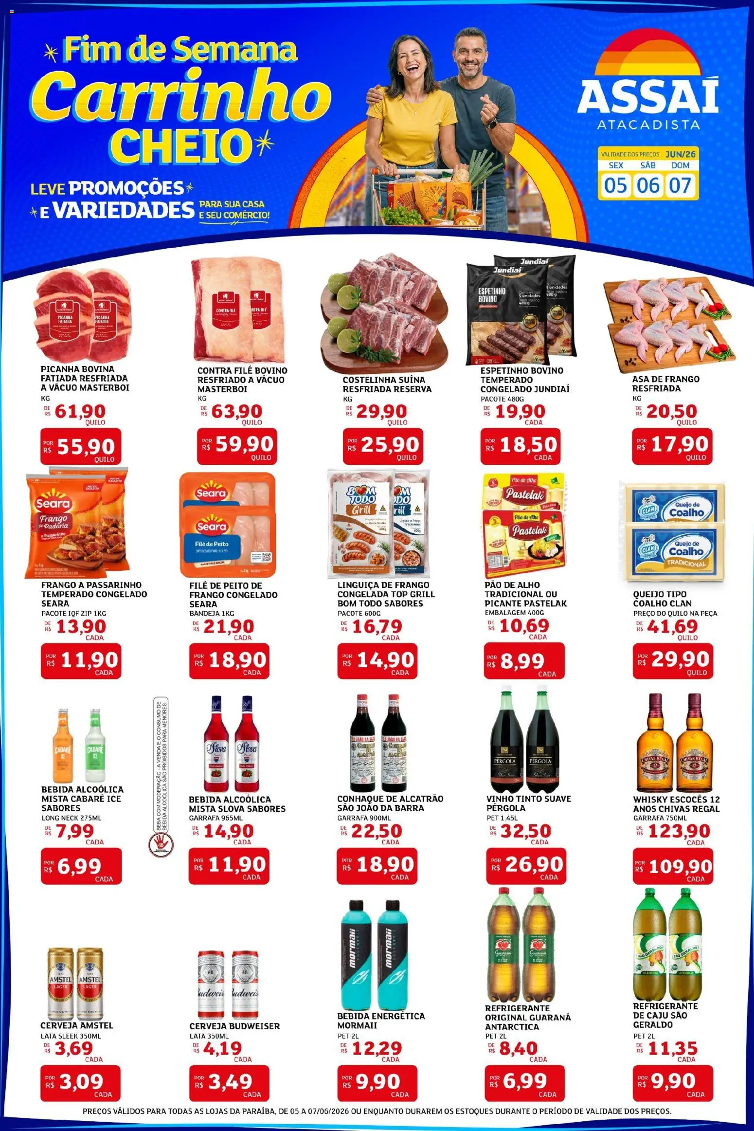 Assaí Atacadista Folheto - válido de 05.06.2026 | Página: 1 | Produtos: Alho, Whisky, Linguiça, Cerveja
