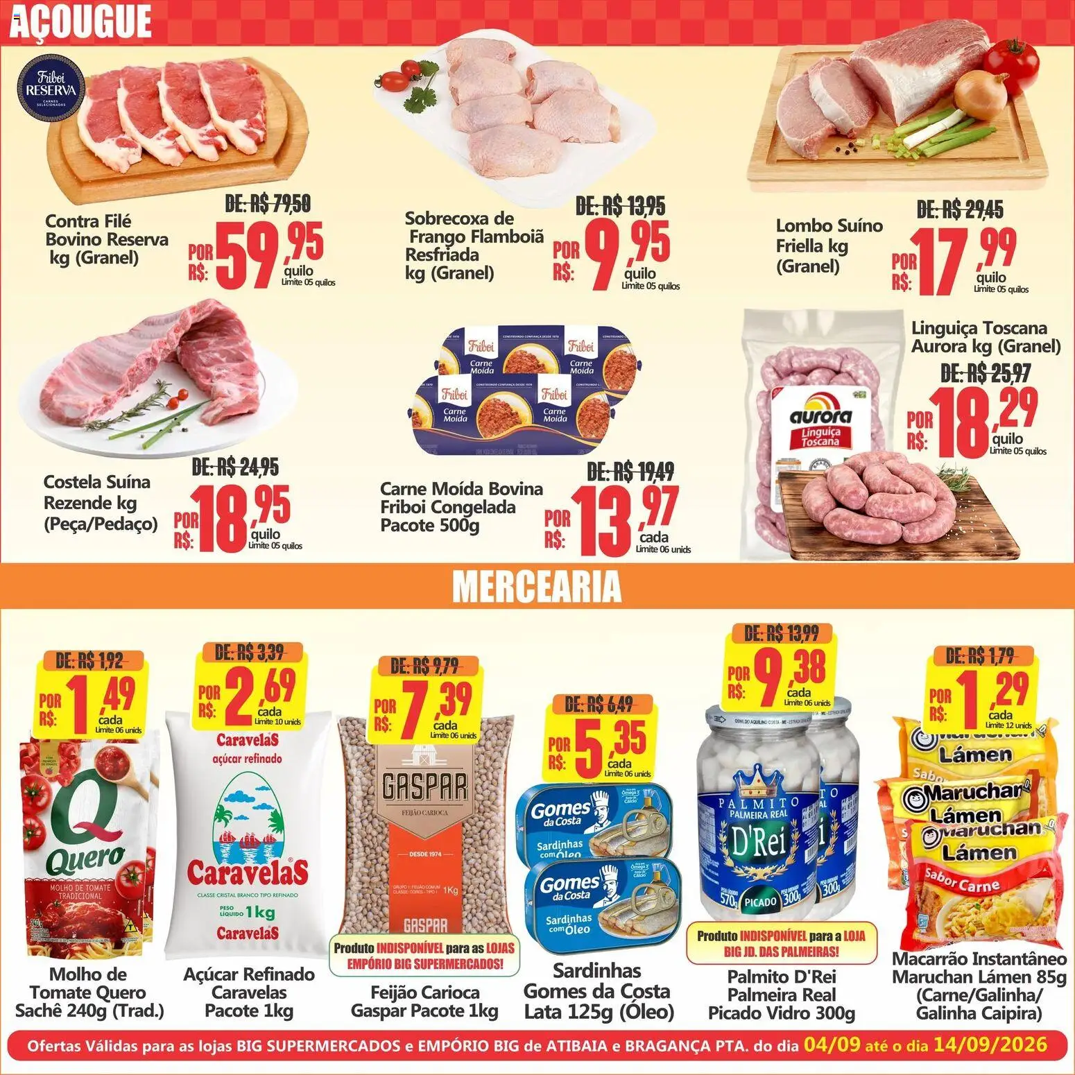 Big Supermercados Folheto - válido de 04/09/2026 | Página: 3 | Produtos: Tomate, Feijão, Carne moída bovina, Frango