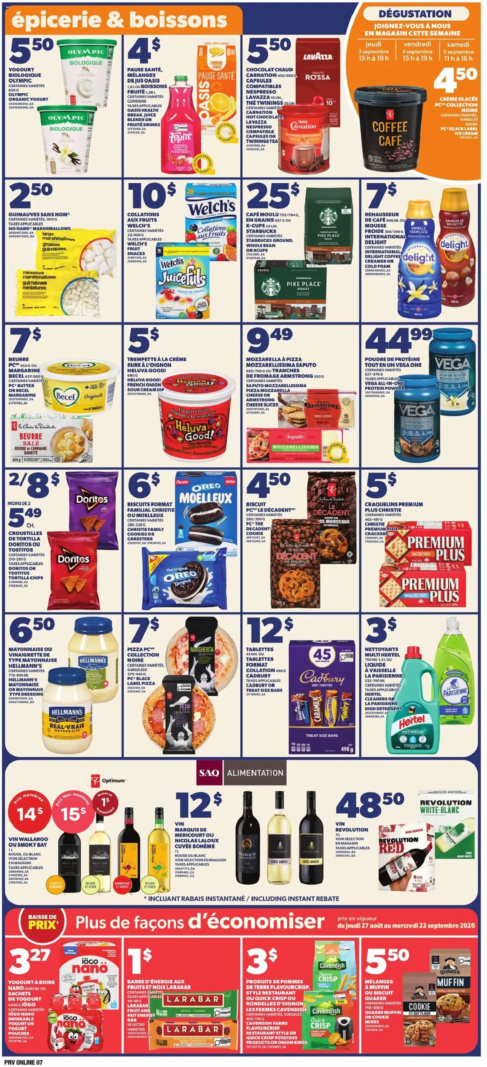 Provigo flyer valid from Sep 3, 2026 | Page: 7 | Products: Fruit, Mayonnaise, Capsules, Chocolate