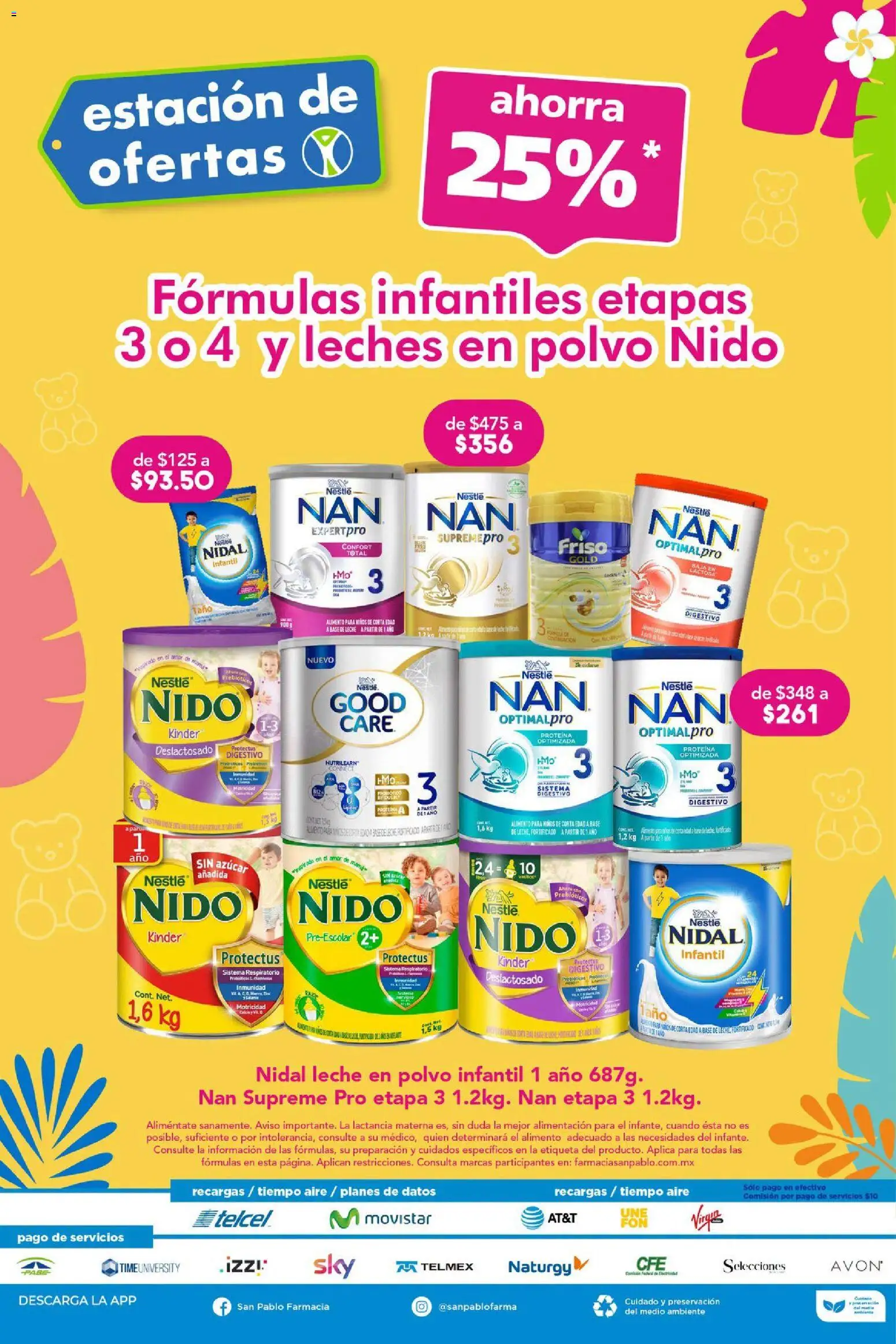 Nuevas ofertas de Farmacia San Pablo válidas en toda la República Mexicana desde el 12/07/2026. ¡Encuentra las mejores ofertas en Farmacia San Pablo catálogo! | Página: 19 | Productos: Azúcar, Leche en polvo, Leche, Polvo