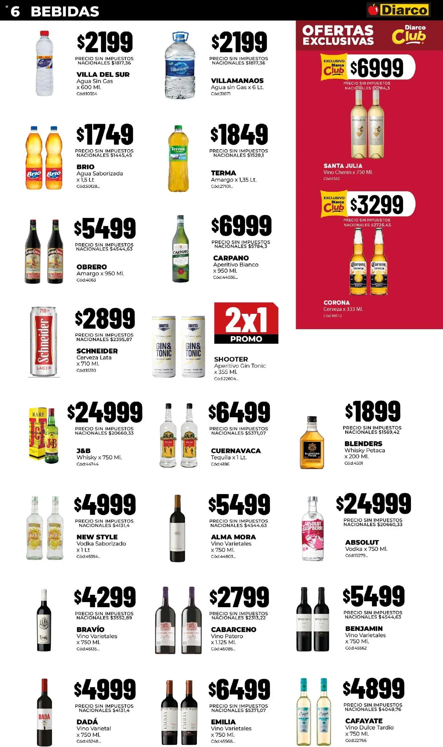 Diarco - Ofertas en Centro del País (Pueblo) │ válido desde el 14/09/2026 | Página: 6 | Productos: Gin, Tequila, Vino, Cerveza