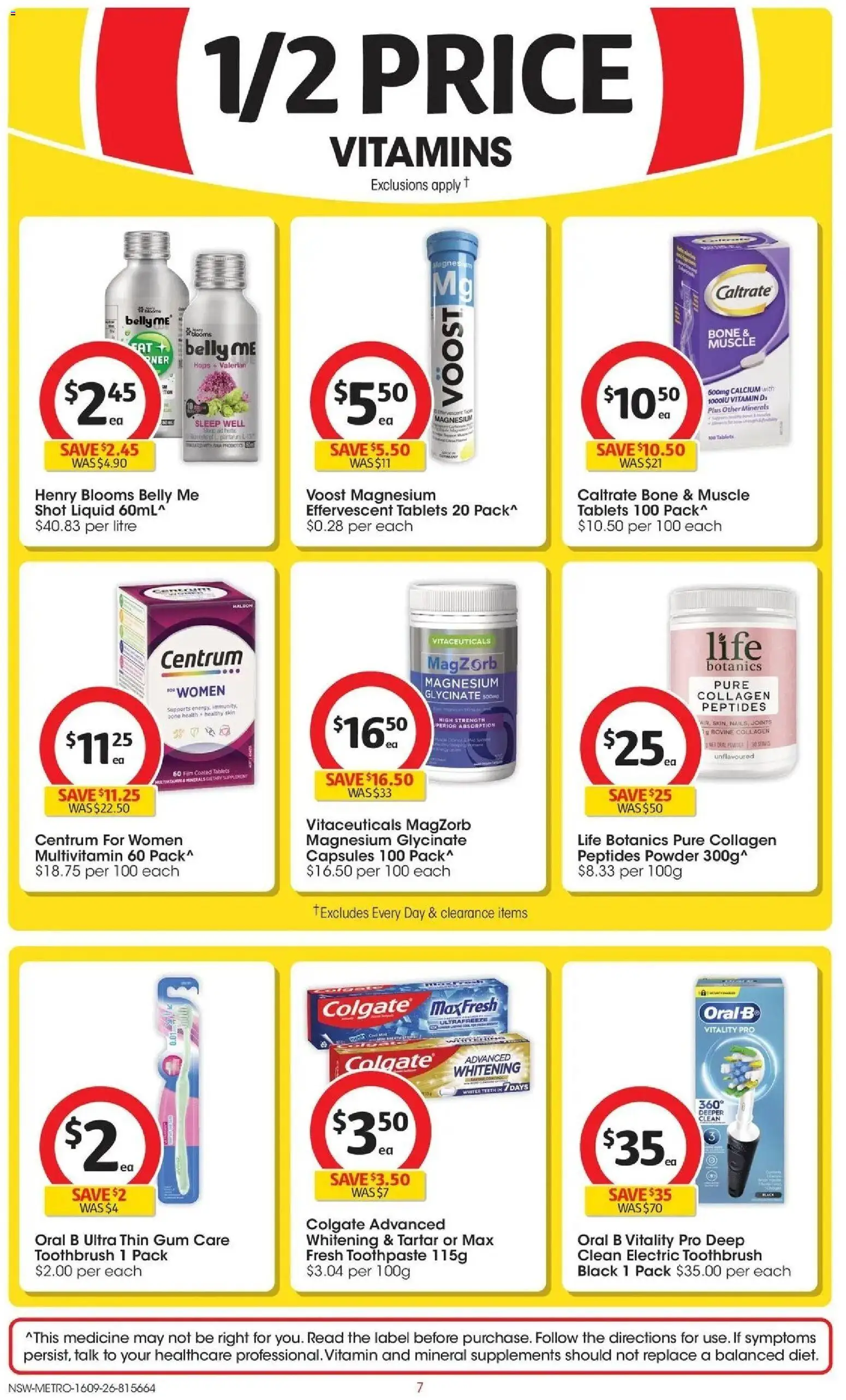 Coles catalogue - valid from 16/09/2026 | Page: 7 | Products: Collagen, Tablets, Electric toothbrush, Vitamin