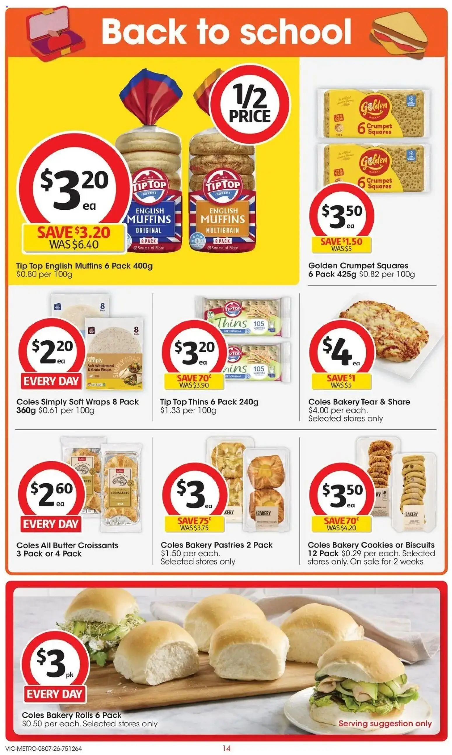 Coles catalogue - valid from 07/07/2026 | Page: 14 | Products: Butter, Muffins, Biscuits, Bakery