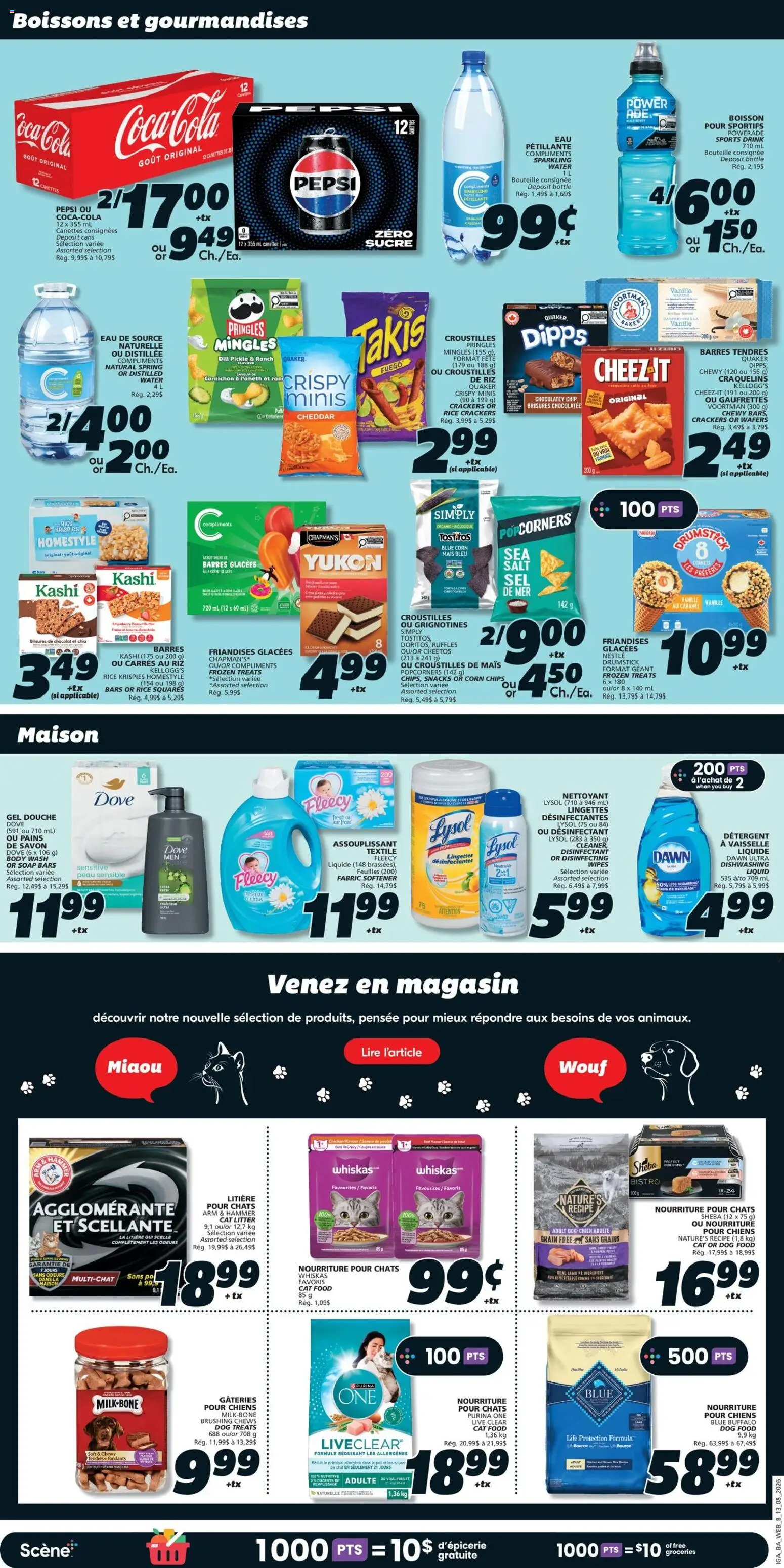 IGA flyer valid from Aug 13, 2026 | Page: 13 | Products: Cat litter, Pepsi, Detergent, Butter