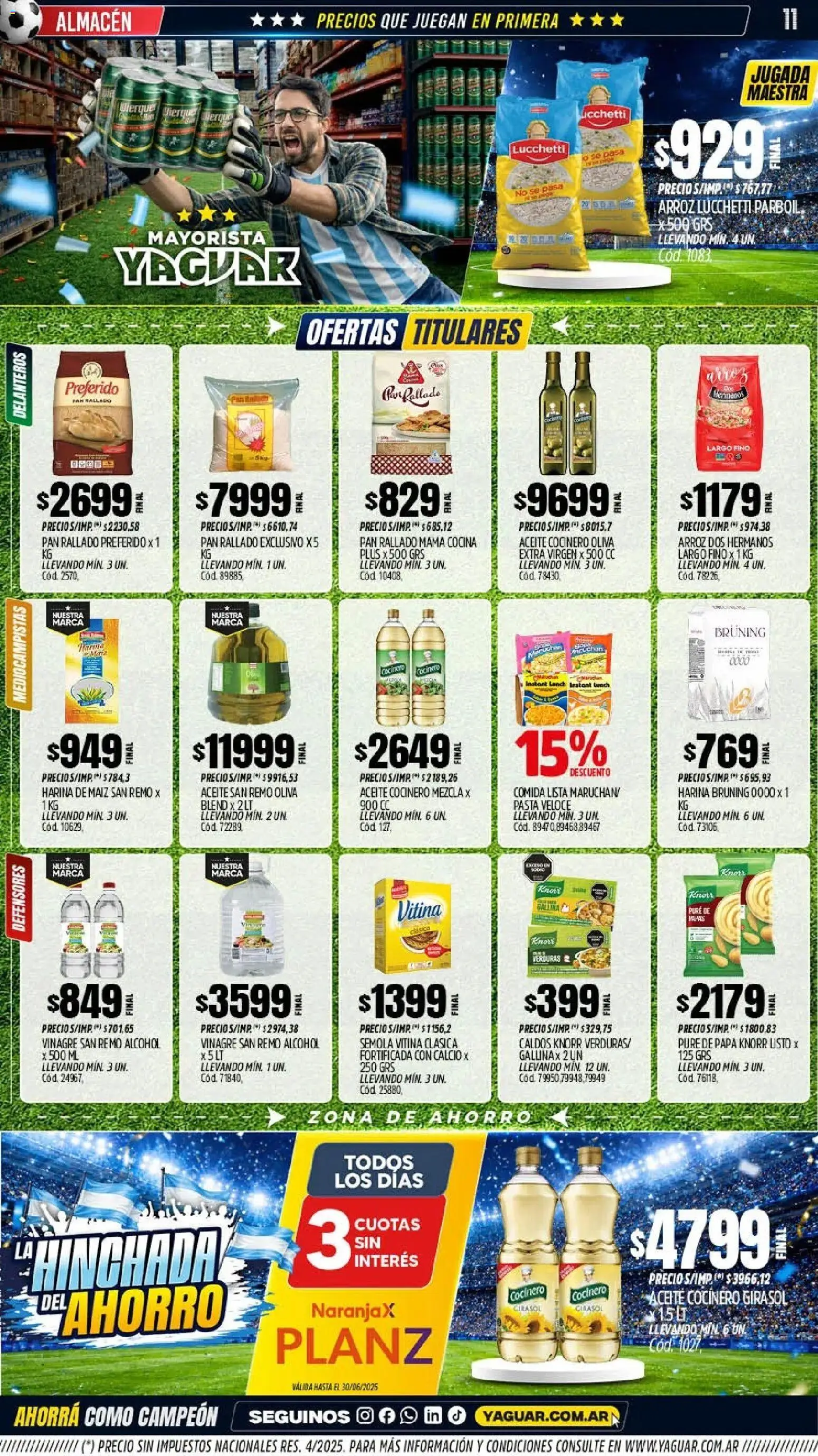 Yaguar - Oferta Semanal Neuquen │ válido desde el 08.06.2026 | Página: 11 | Productos: Papa, Aceite, Vinagre, Arroz