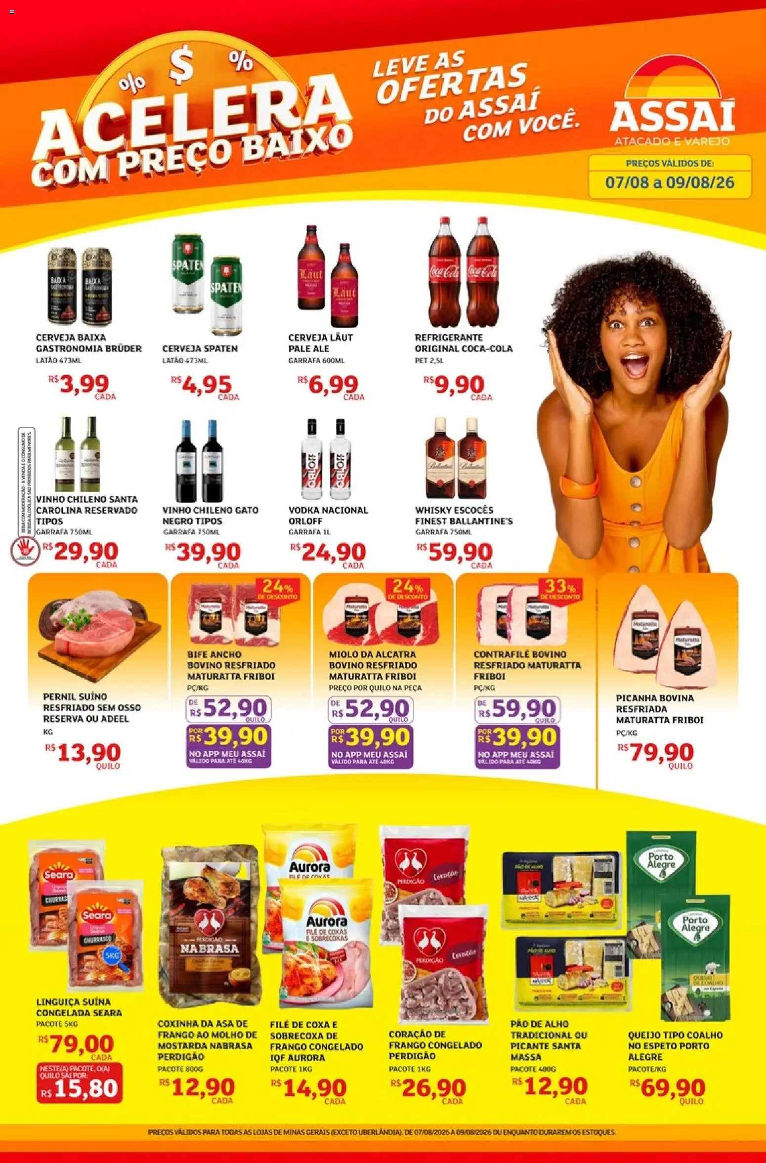 Assaí Atacadista Folheto - válido de 07/08/2026 | Página: 1 | Produtos: Alho, Mostarda, Linguiça, Alcatra
