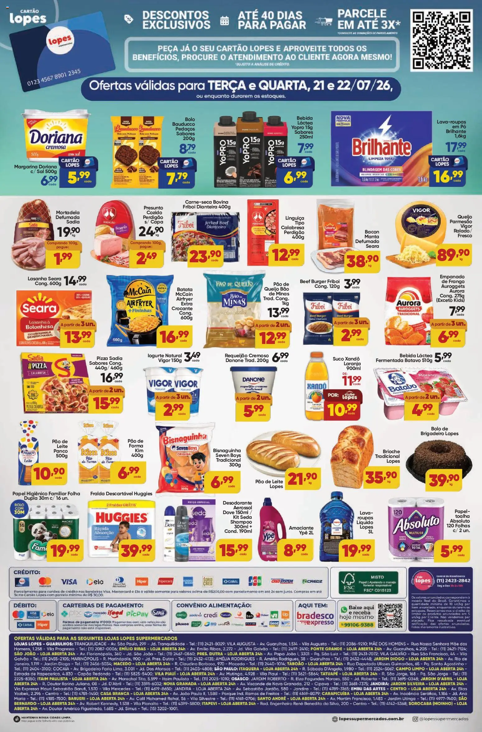 Lopes Supermercados Folheto - válido de 21/07/2026 | Página: 2 | Produtos: Mortadela, Bebida, Fraldas, Frango