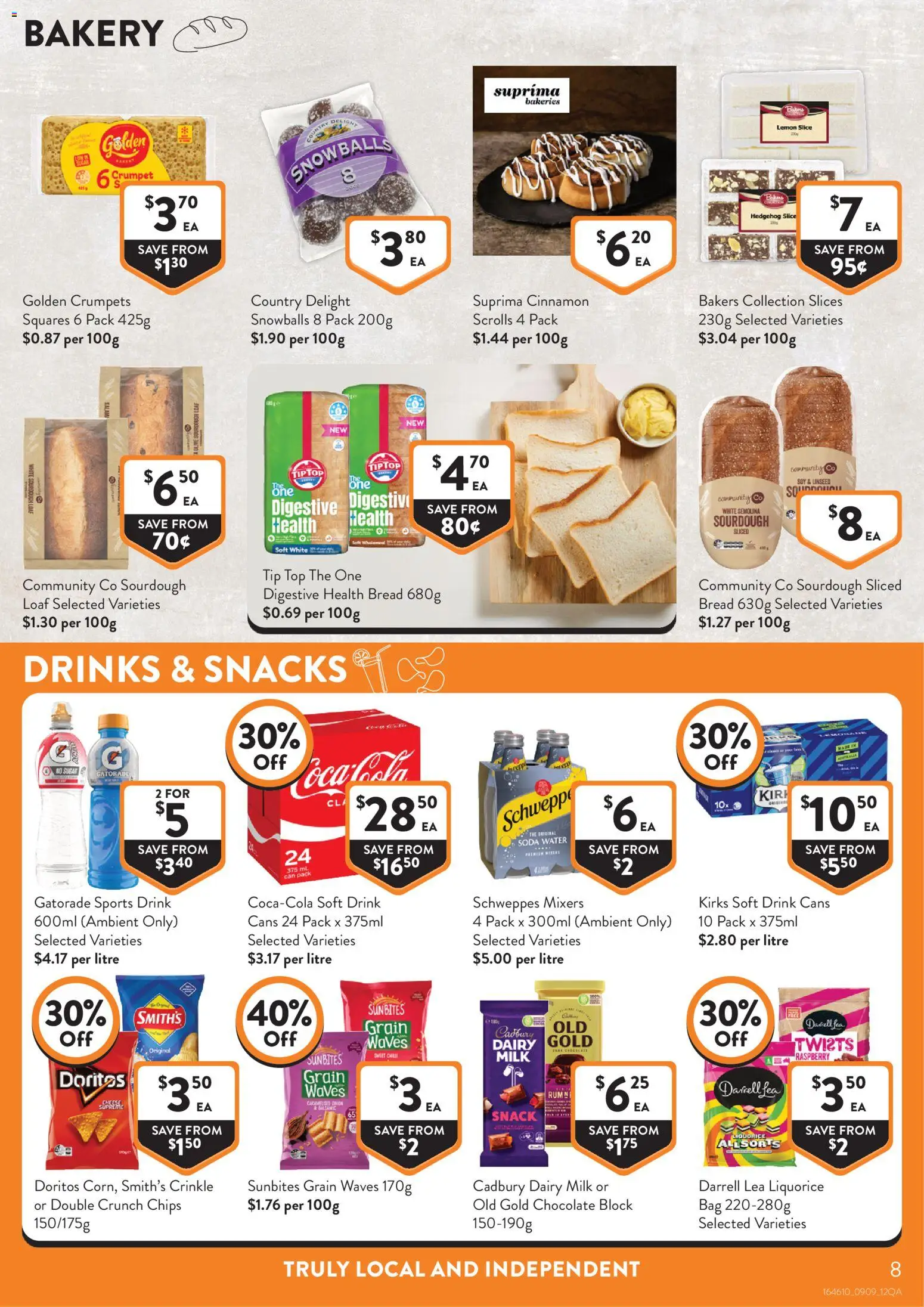 Foodworks catalogue - valid from 09/09/2026 | Page: 8 | Products: Drinks, Crumpets, Raspberry, Bakery