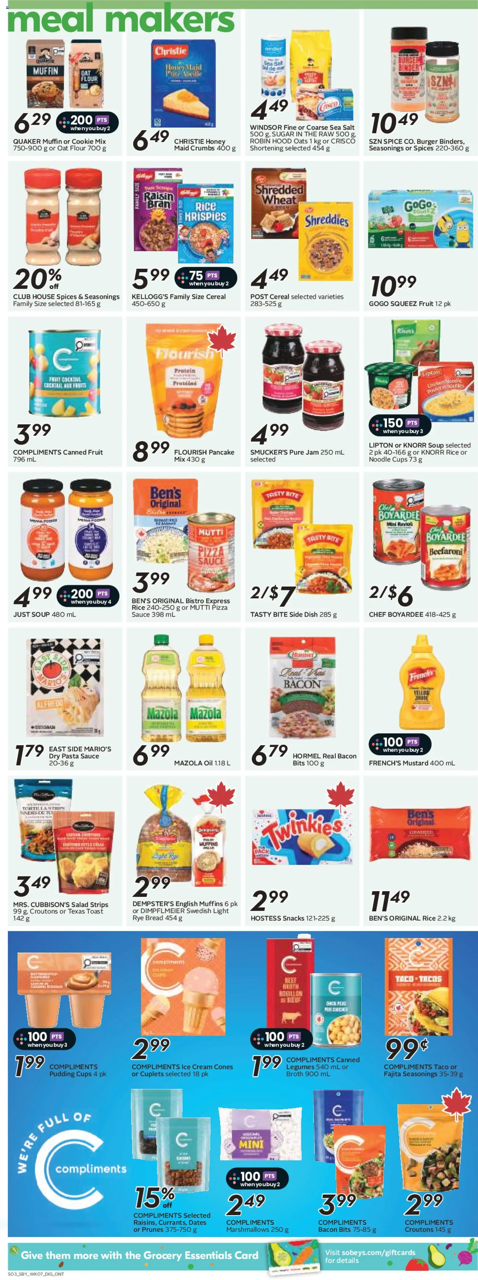 Sobeys flyer valid from 11.06.2026 | Page: 11 | Products: Rice, Cream, Bread, Pizza