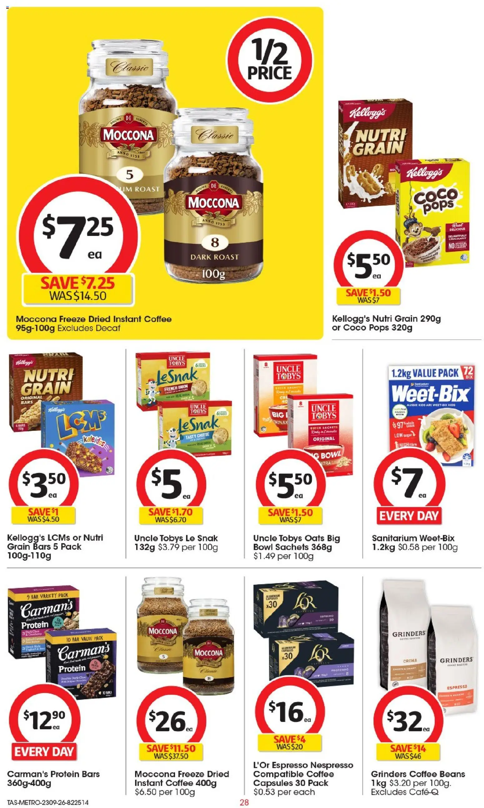Coles catalogue - valid from 23/09/2026 | Page: 28 | Products: Crackers, Cheese, Coffee, Roast