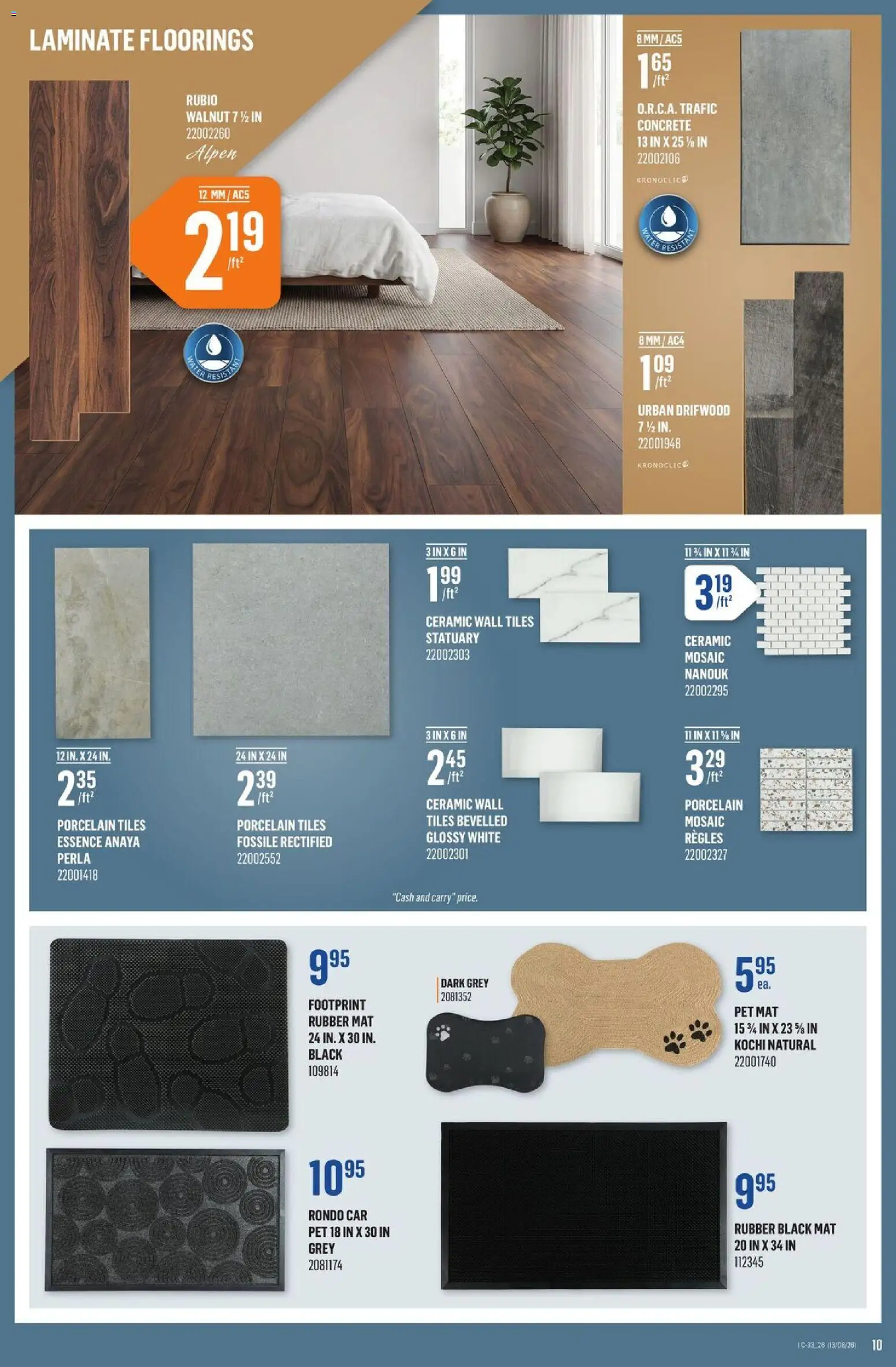 Canac flyer valid from Aug 13, 2026 | Page: 10 | Products: Water, Tiles
