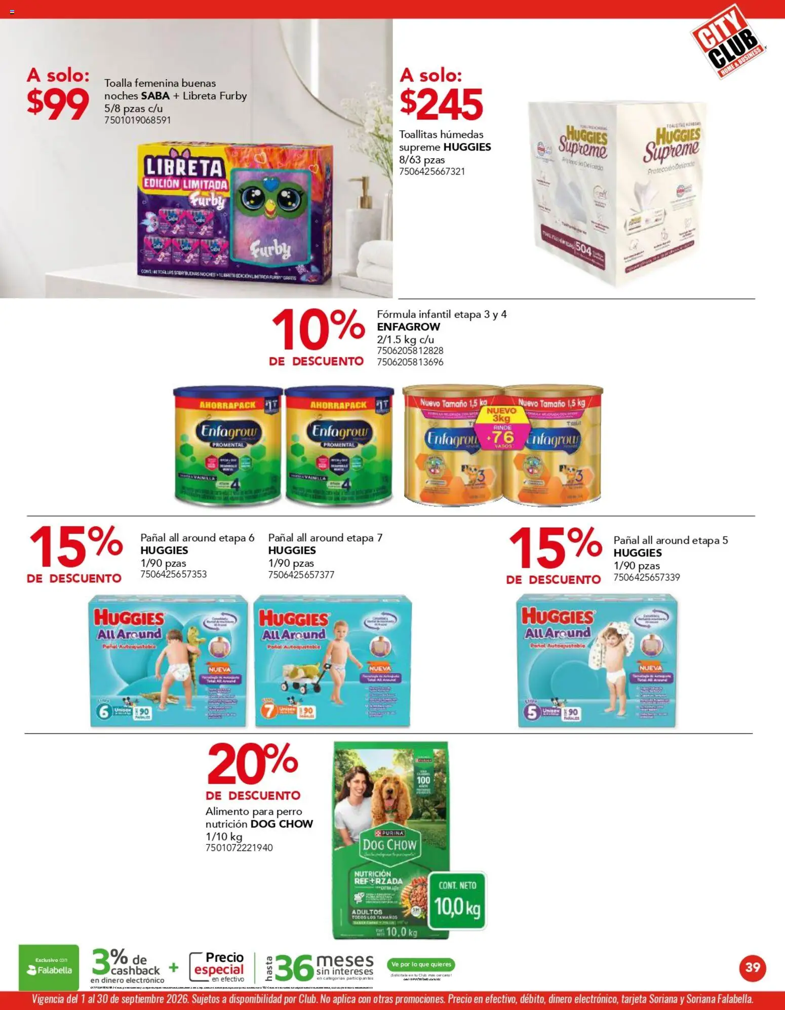 Nuevas ofertas de City Club válidas en toda la República Mexicana desde el 01/09/2026. ¡Encuentra las mejores ofertas en City Club catálogo! | Página: 39 | Productos: Toallitas húmedas, Toalla, Vasos