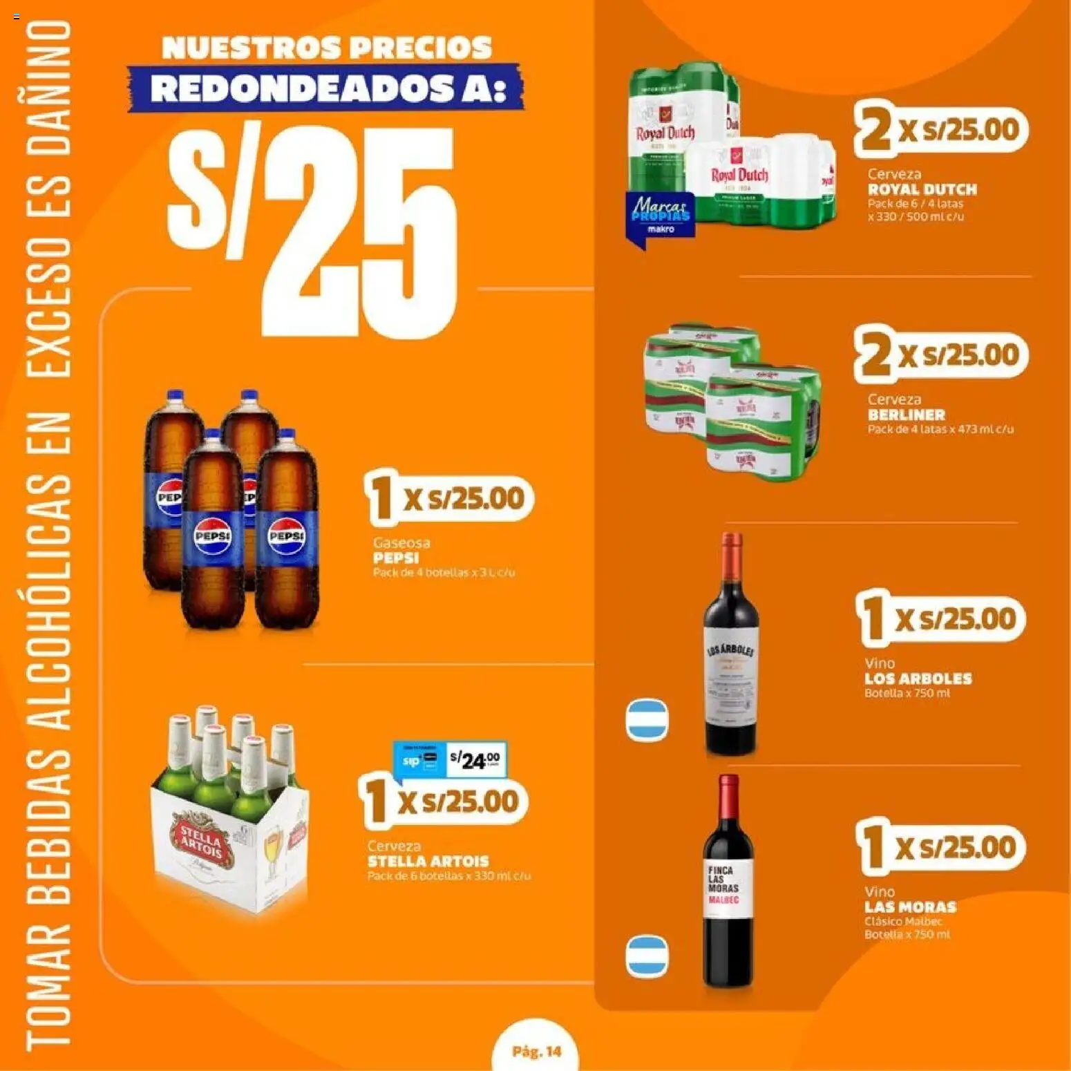 Catálogo Makro válido desde 27/08/2026 | Página: 14 | Productos: Pepsi, Bebidas, Vino, Cerveza