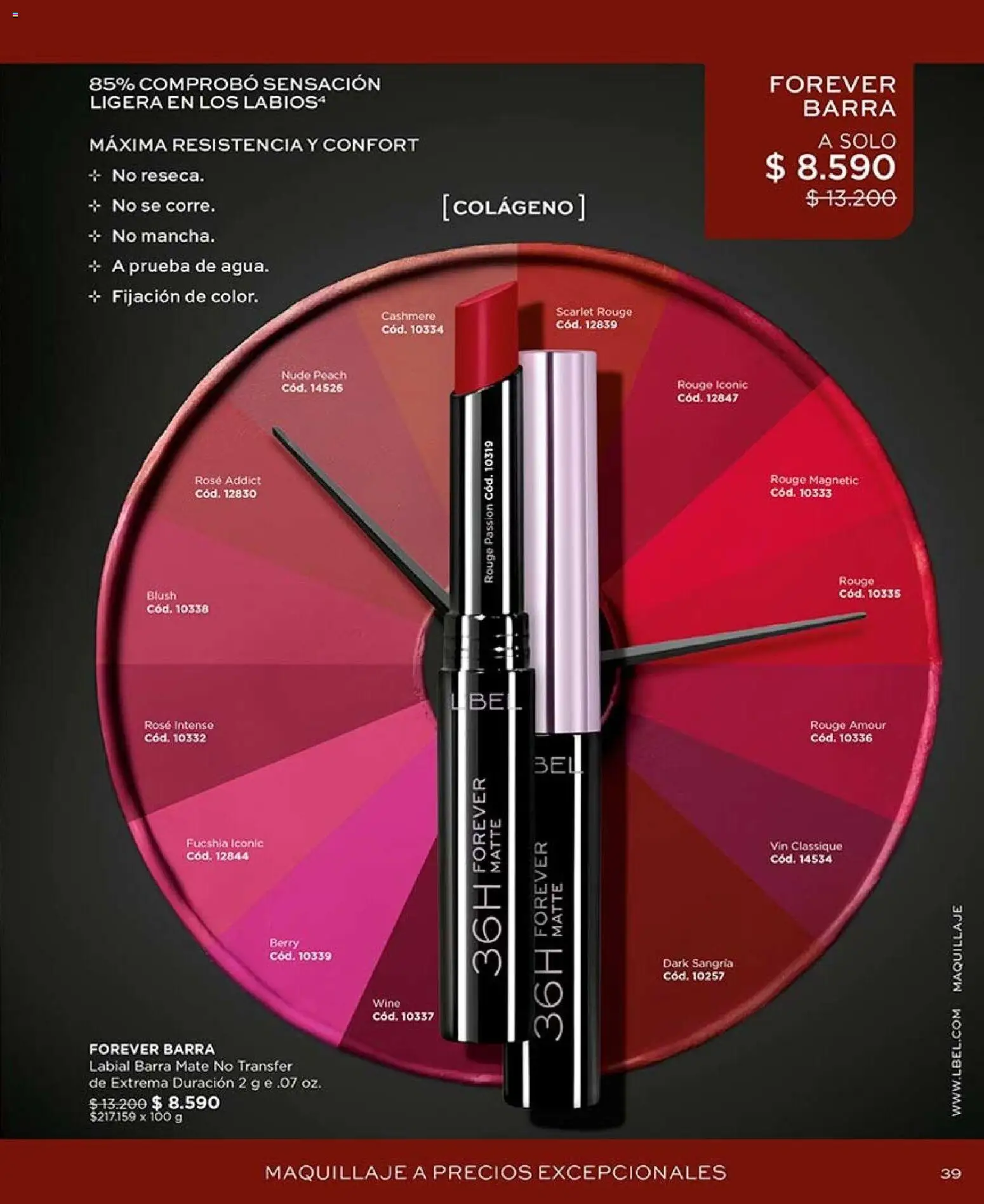 Catálogo L'Bel Campaña 15 │ válido desde el 06.09.2026 | Página: 39 | Productos: Maquillaje, Mate, Labial