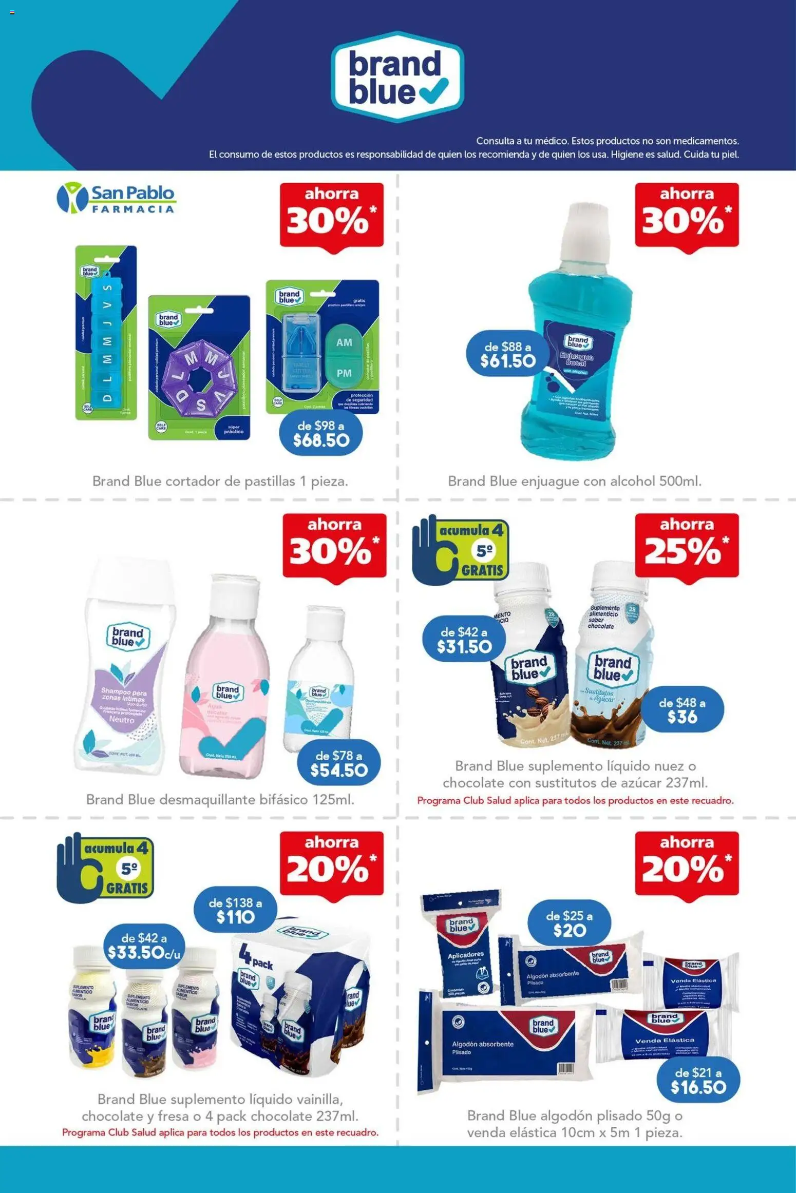 Nuevas ofertas de Farmacia San Pablo válidas en toda la República Mexicana desde el 07.06.2026. ¡Encuentra las mejores ofertas en Farmacia San Pablo catálogo! | Página: 3 | Productos: Enjuague bucal, Nuez, Cortador, Algodón