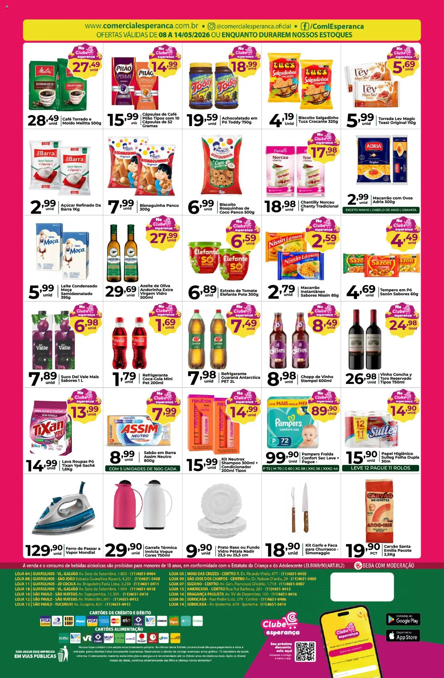 Comercial Esperança Folheto - válido de 08.05.2026 | Página: 2 | Produtos: Sabão em barra, Biscoito, Leite, Papel higiênico