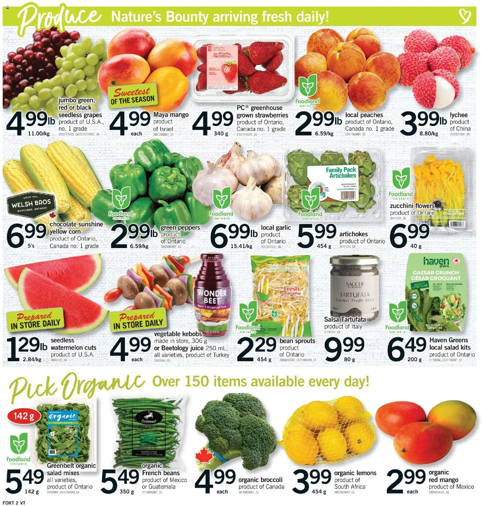 Fortinos flyer valid from Aug 6, 2026 | Page: 3 | Products: Salad, Turkey, Chocolate, Juice