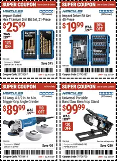Preview of Harbor Freight weekly ads valid from 09/14/2026 | Page: 15 | Products: Saw, Band Saw, Drill Bit, Grinder