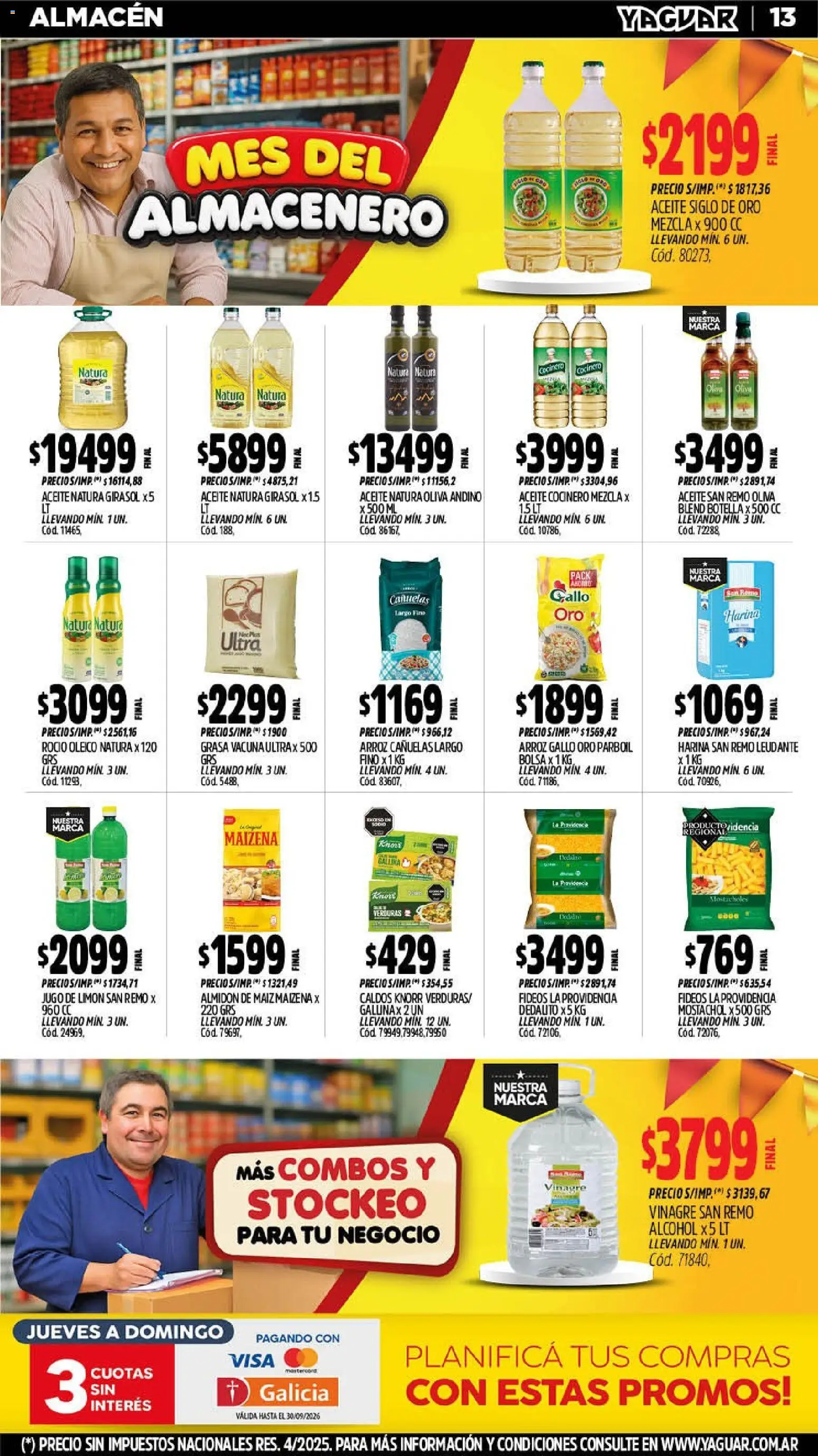 Yaguar - Oferta Semanal San Juan │ válido desde el 07/09/2026 | Página: 13 | Productos: Botella, Aceite, Verduras, Jugo