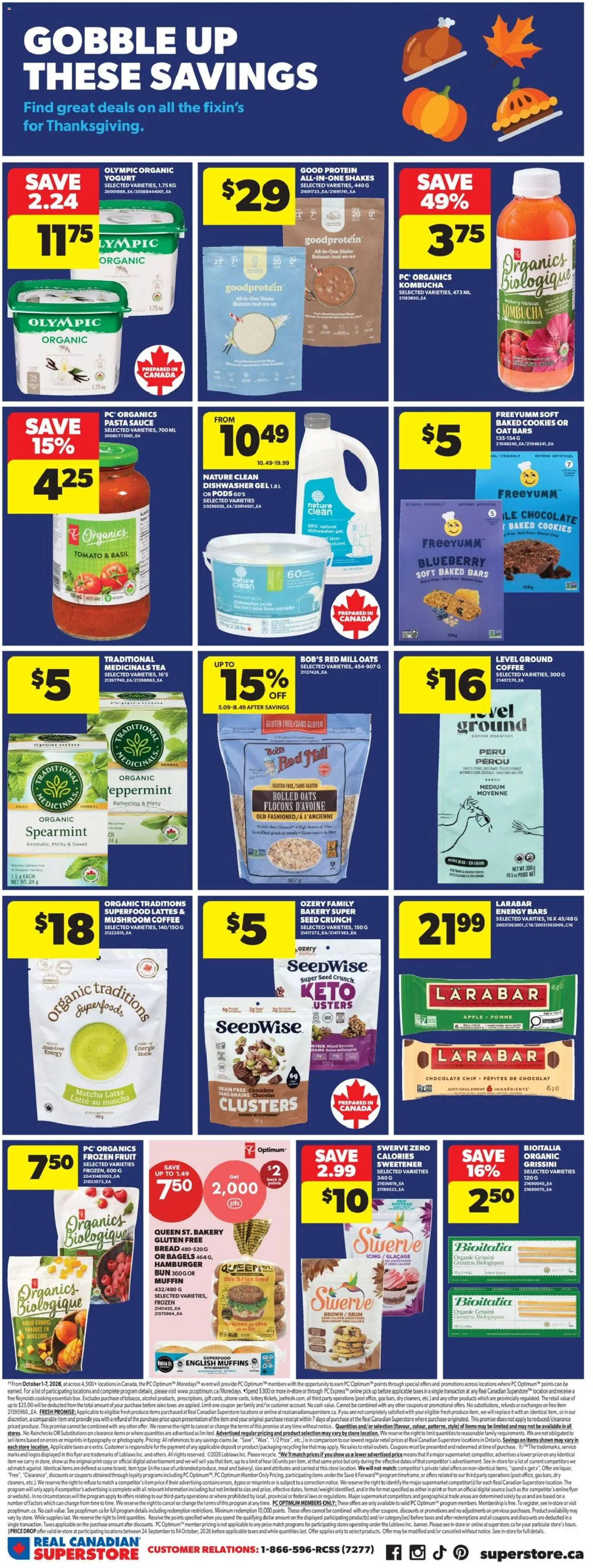 Real Canadian Superstore flyer valid from Oct 1, 2026 | Page: 13 | Products: Phone, Grains, Meat, Yogurt