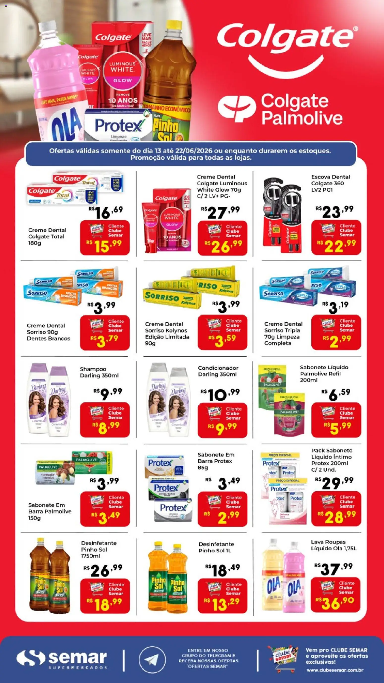Semar Supermercado Folheto - válido de 13.06.2026 | Página: 1 | Produtos: Condicionador, Creme, Creme dental, Desinfetante