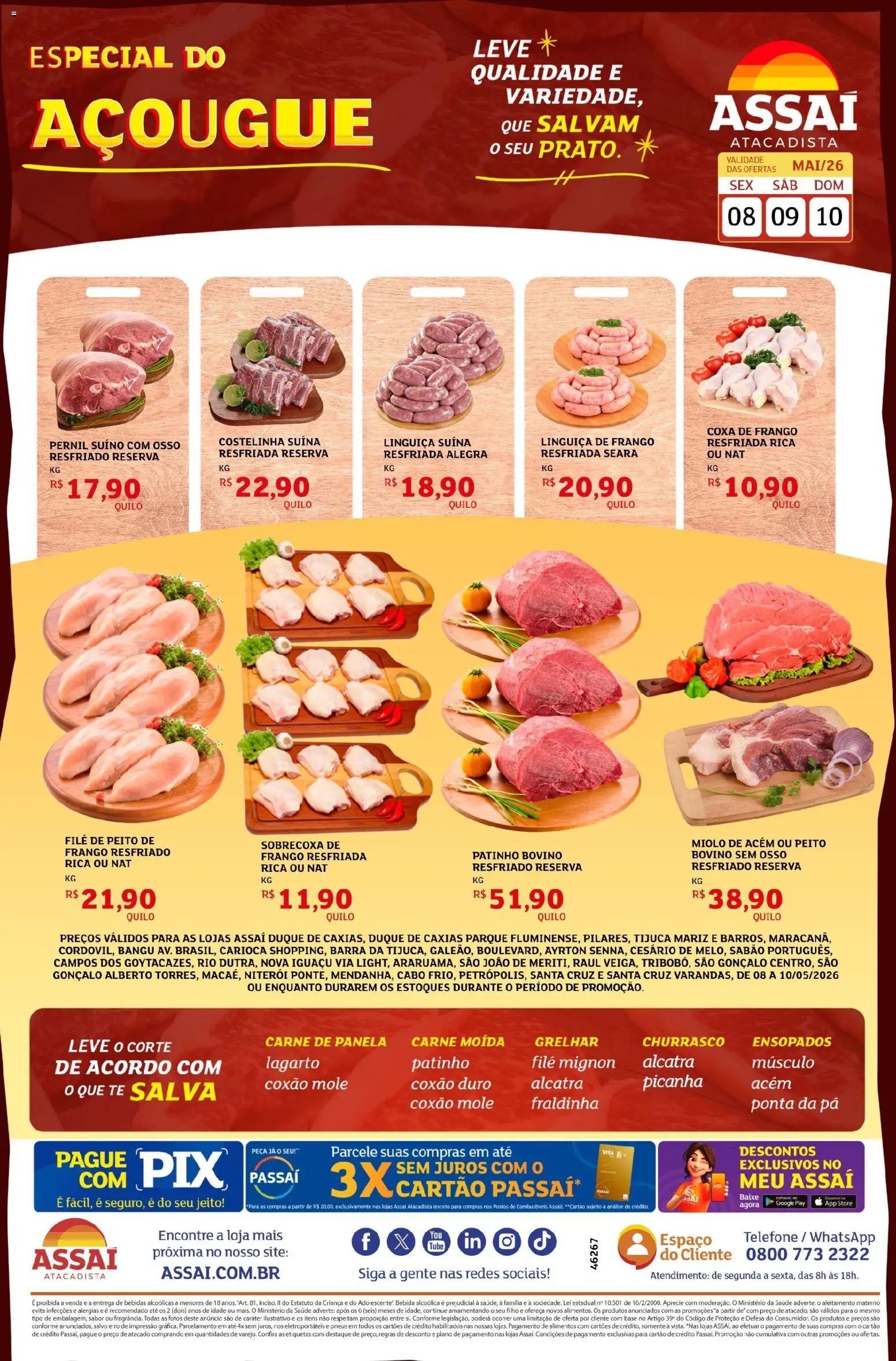 Assaí Atacadista Folheto - válido de 08.05.2026 | Página: 1 | Produtos: Panela, Acém, Base, Frango