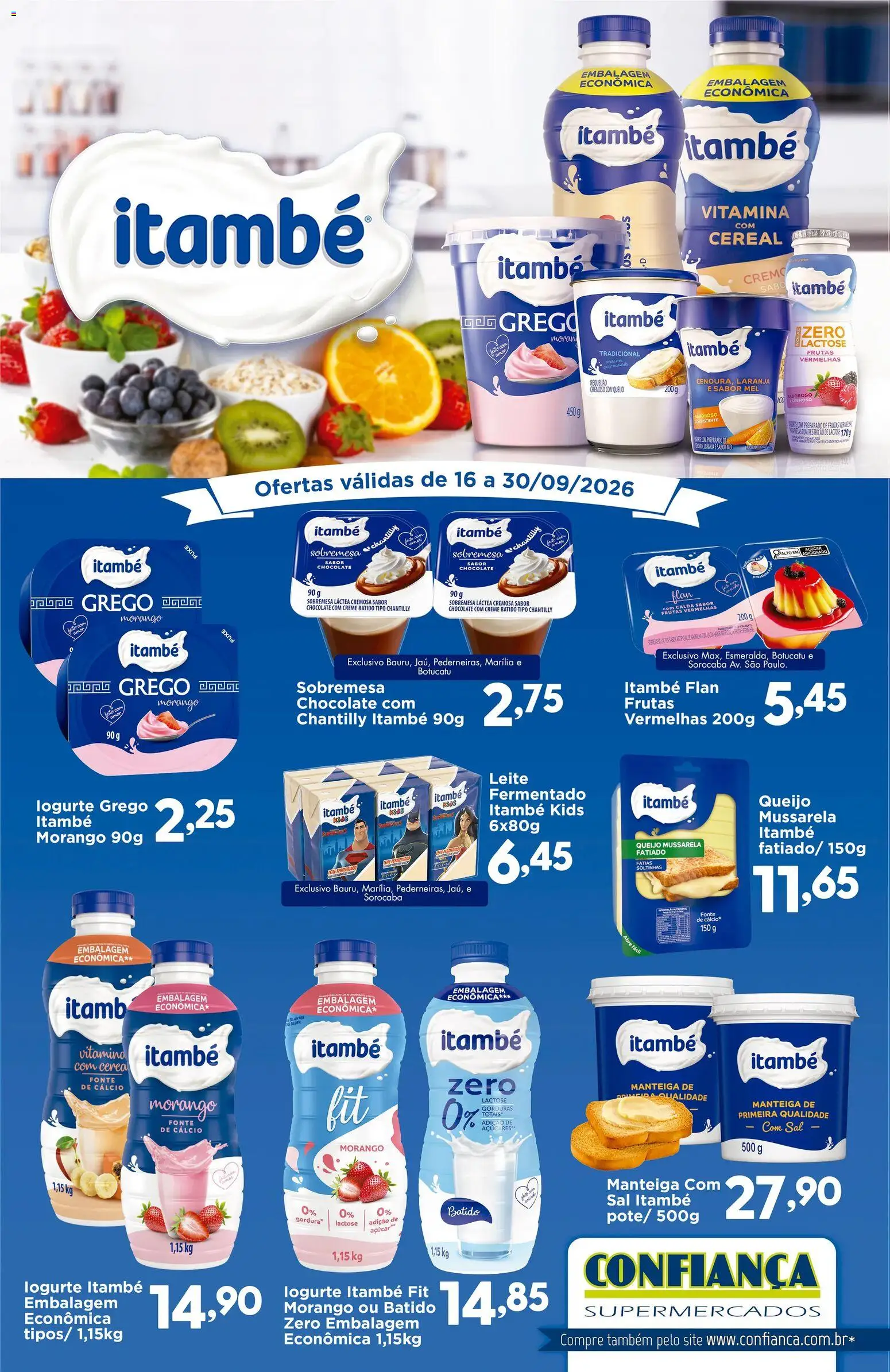 Confiança Folheto - válido de 16/09/2026 | Página: 1 | Produtos: Sobremesa, Manteiga, Iogurte, Sal