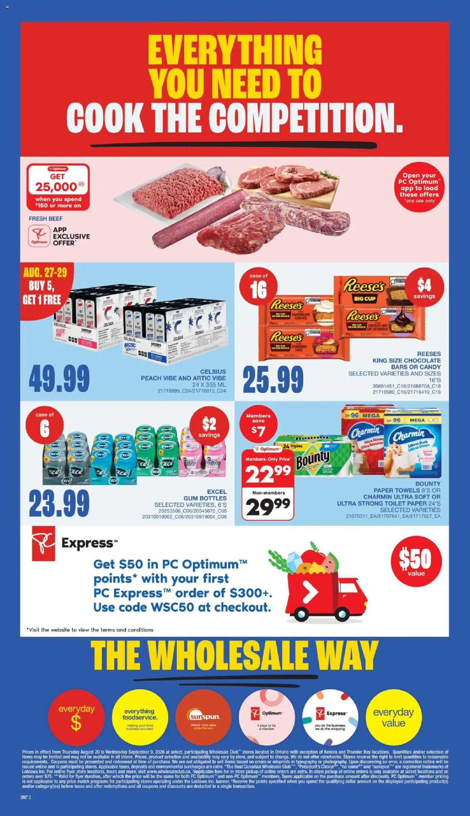 Wholesale Club flyer valid from Aug 20, 2026 | Page: 8 | Products: PC, Case, Towels, Food