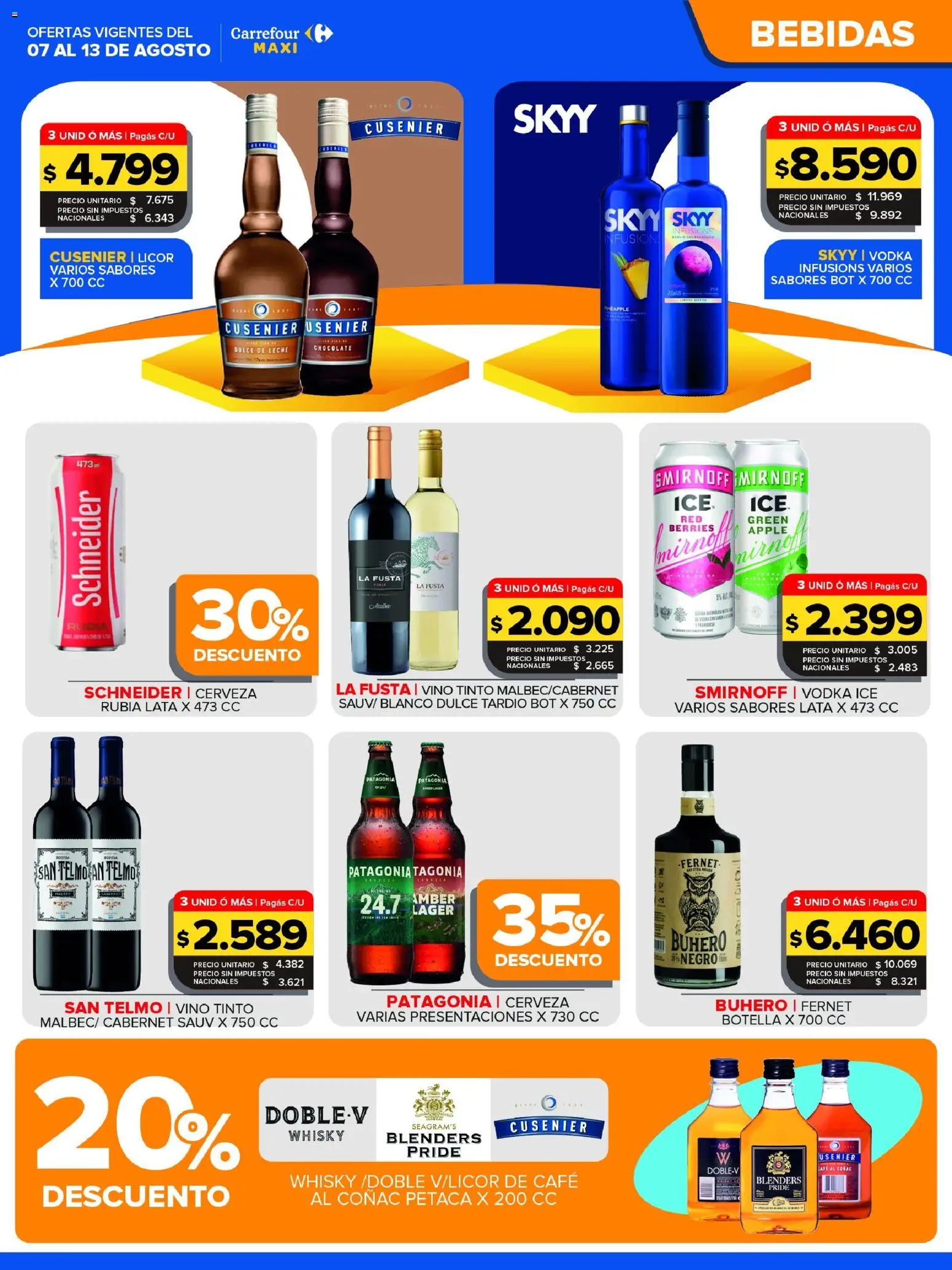 Carrefour Maxi catálogo │ válido desde el 07/08/2026 | Página: 3 | Productos: Vodka, Bebidas, Dulce de leche, Chocolate