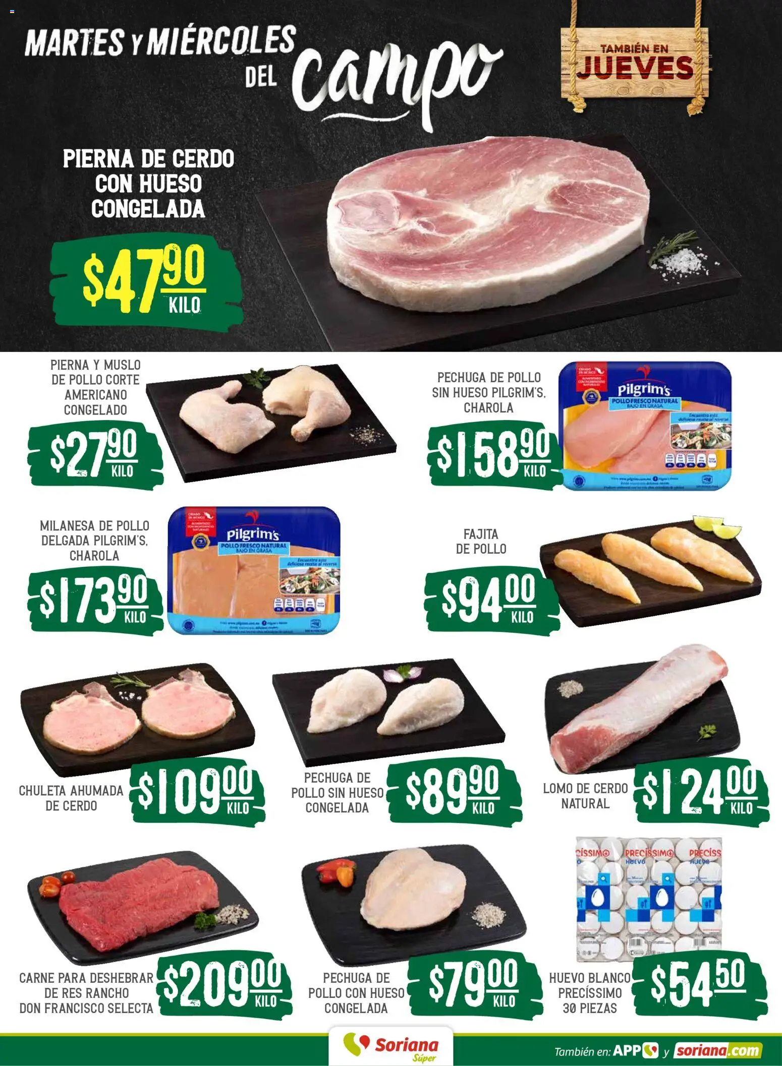 Nuevas ofertas de Soriana válidas en toda la República Mexicana desde el 19.05.2026. ¡Encuentra las mejores ofertas en Soriana Martes y Miércoles del Campo Súper: Juárez! | Página: 4 | Productos: Pollo, Milanesa, Cerdo, Res