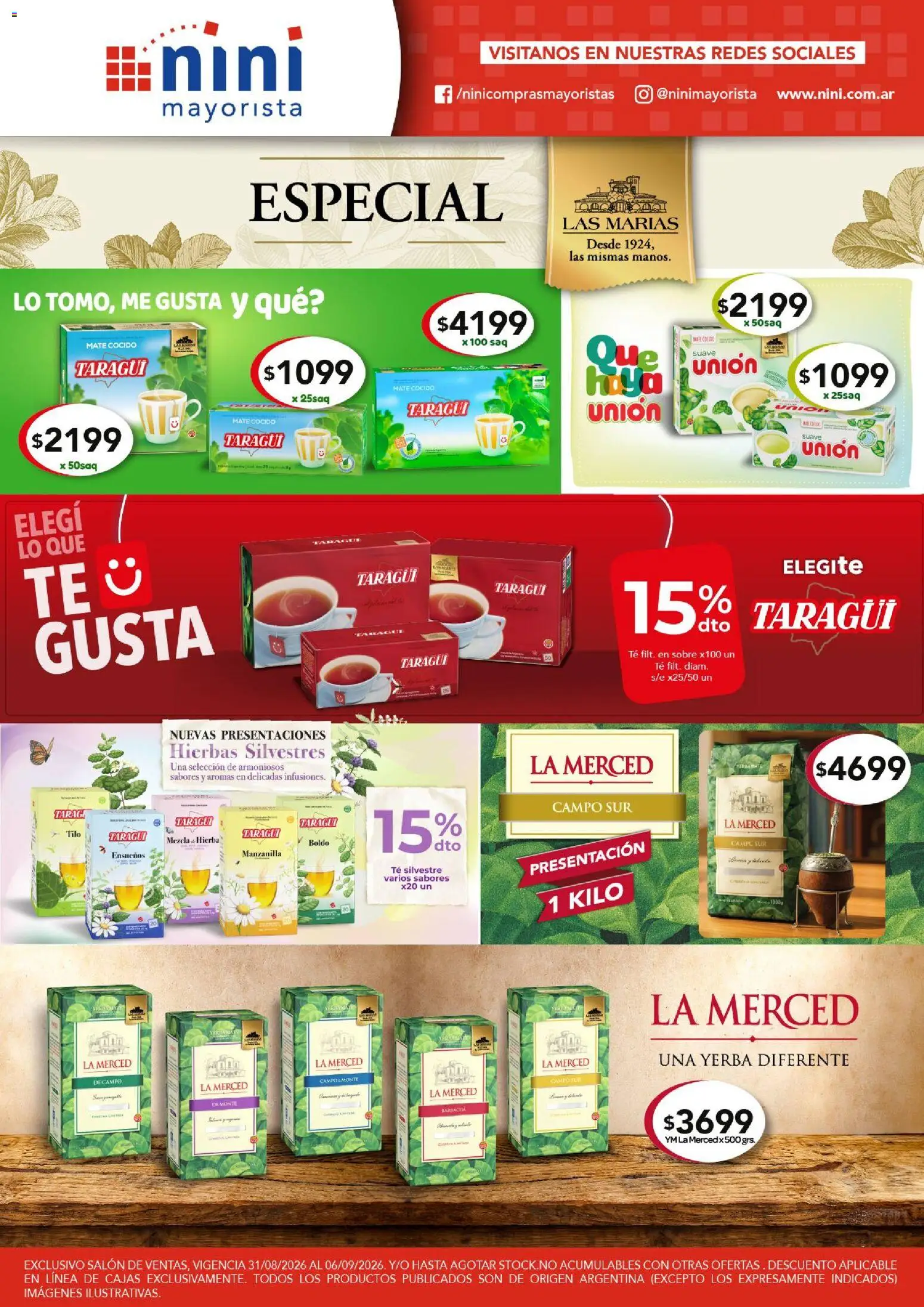 NINI Mayorista catálogo │ válido desde el 31/08/2026 | Página: 31 | Productos: Mate, Sobre, Yerba, Té