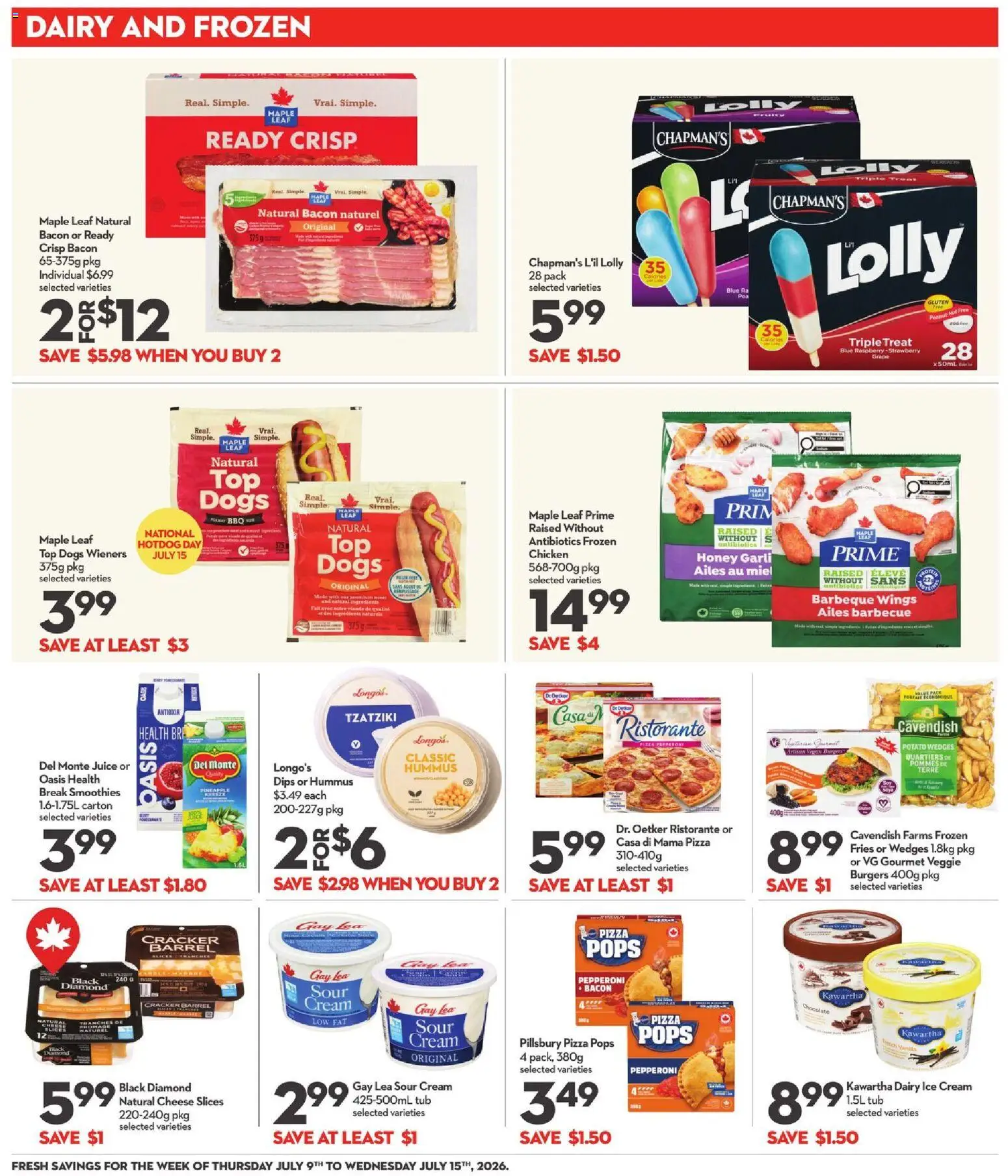 Longo's flyer valid from Jul 9, 2026 | Page: 8 | Products: Pineapple, Chocolate, Juice, Chicken