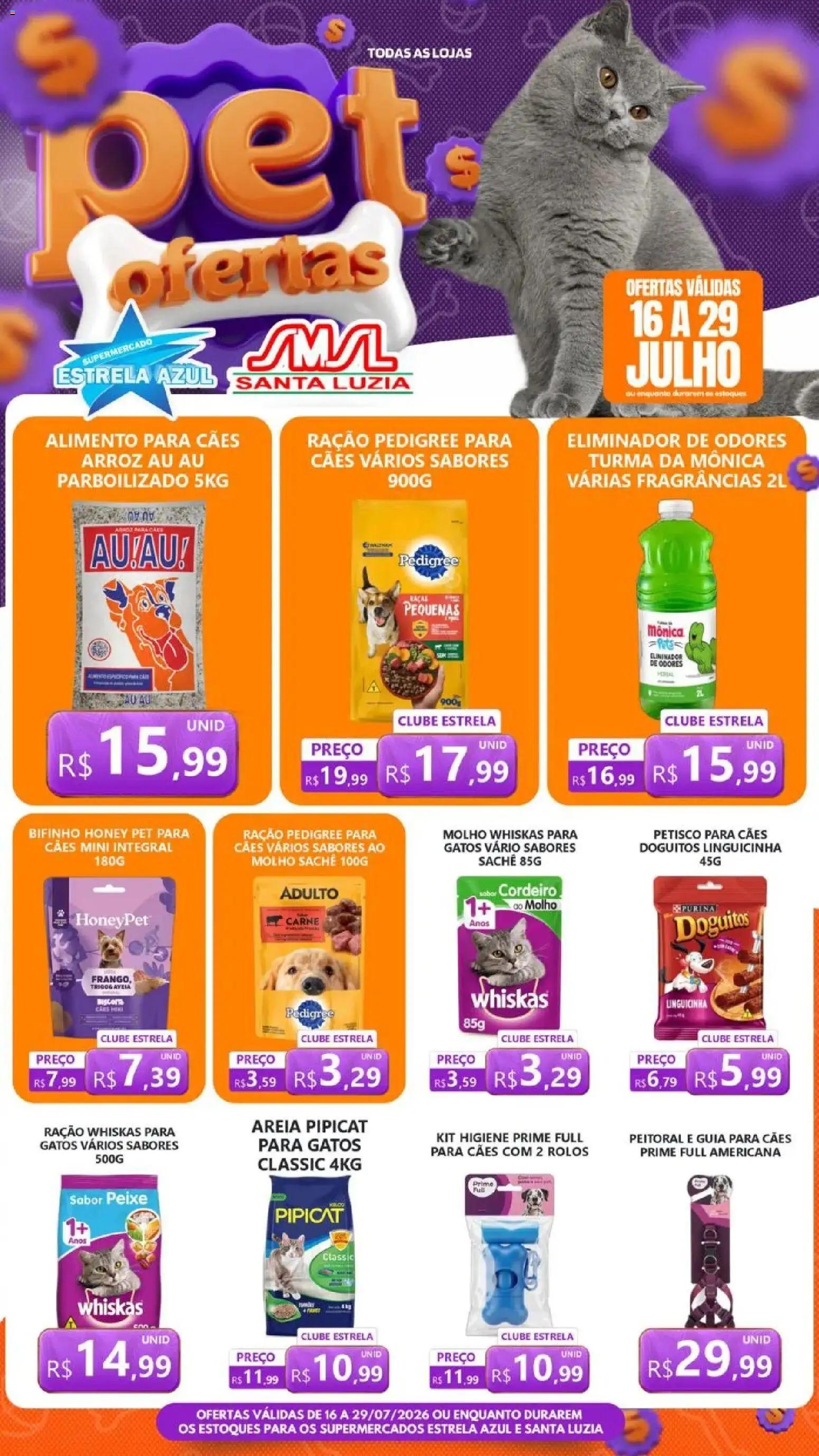Estrela Azul Folheto - válido de 16/07/2026 | Página: 1 | Produtos: Areia, Cordeiro, Peixe, Peitoral