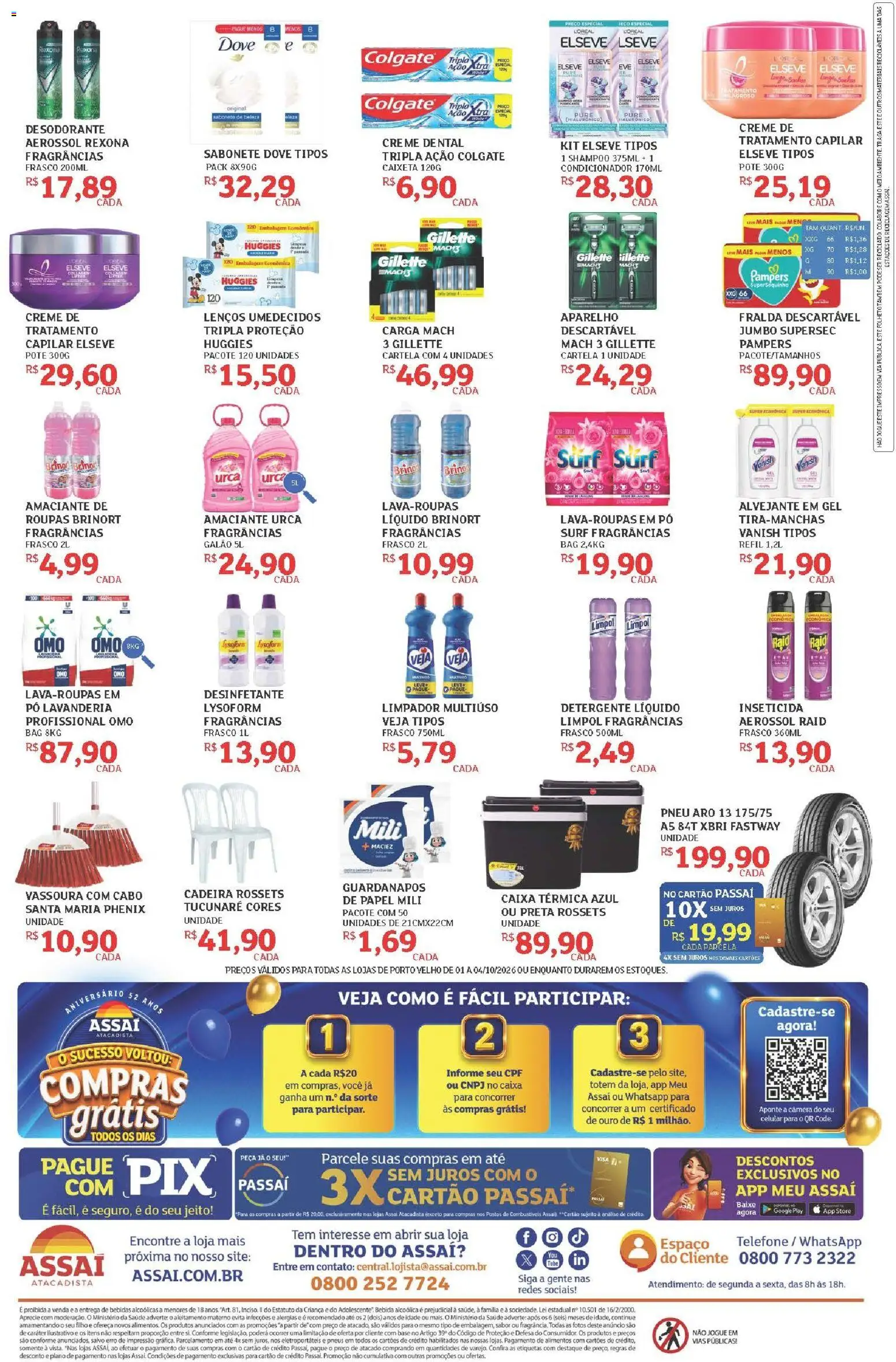 Assaí Atacadista Folheto - válido de 01/10/2026 | Página: 4 | Produtos: Desodorante, Cadeira, Roupas, Rexona