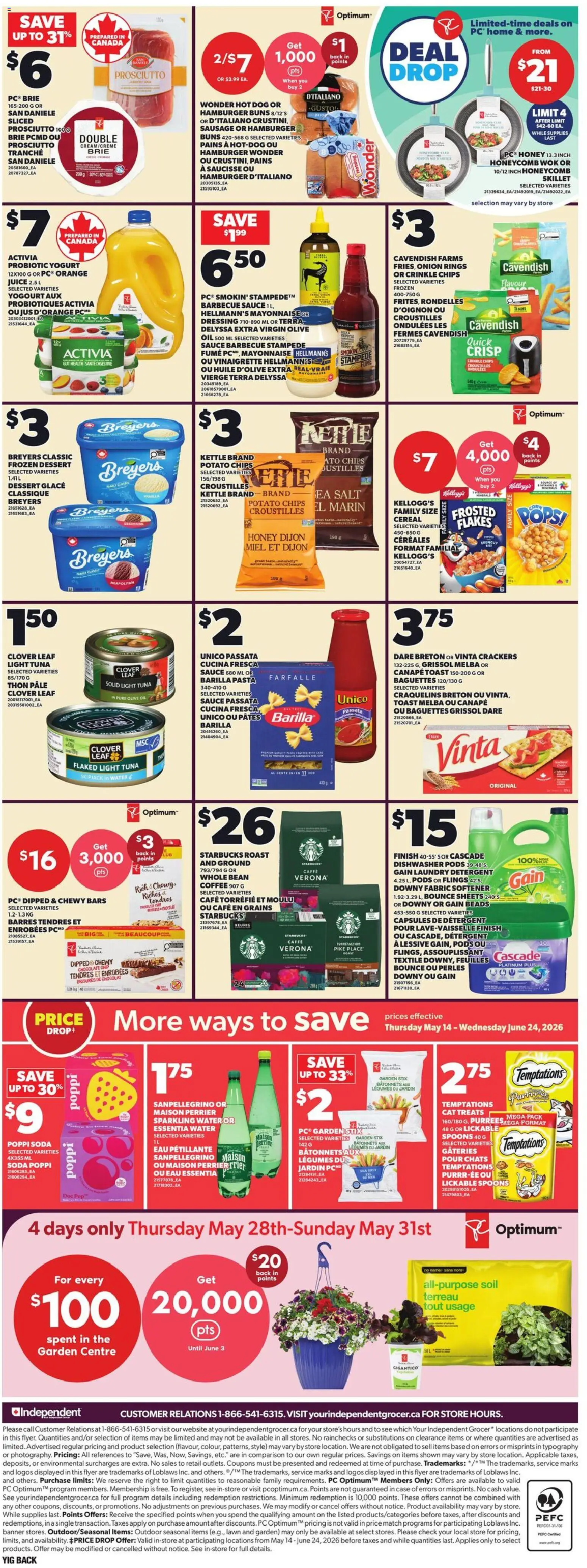 Independent Grocer flyer valid from 28.05.2026 | Page: 2 | Products: Fabric softener, Yogurt, Chocolate, Juice