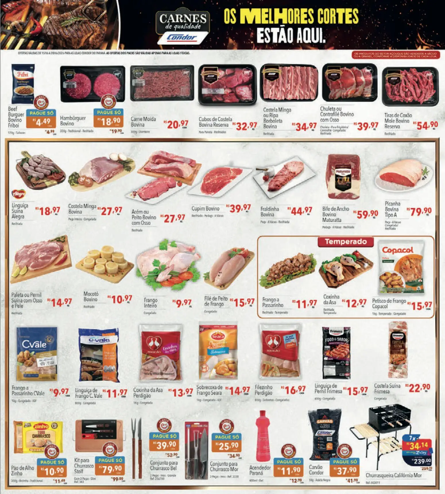 Supermercados Condor Folheto - válido de 15.06.2026 | Página: 19 | Produtos: Acém, Fraldinha, Hambúrguer, Frango