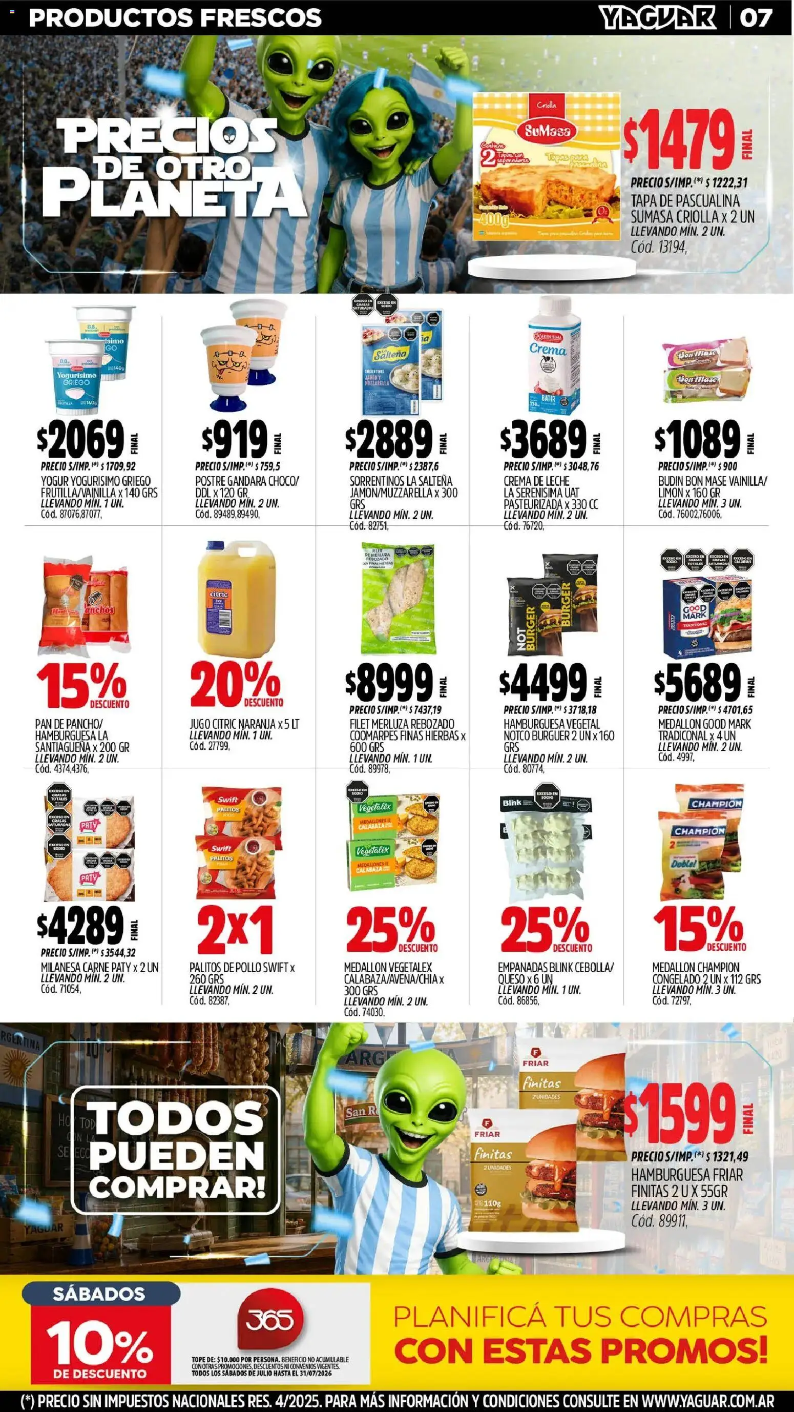 Yaguar - Oferta Semanal Parque Chacabuco │ válido desde el 29/06/2026 | Página: 7 | Productos: Pollo, Yogur, Pan, Crema