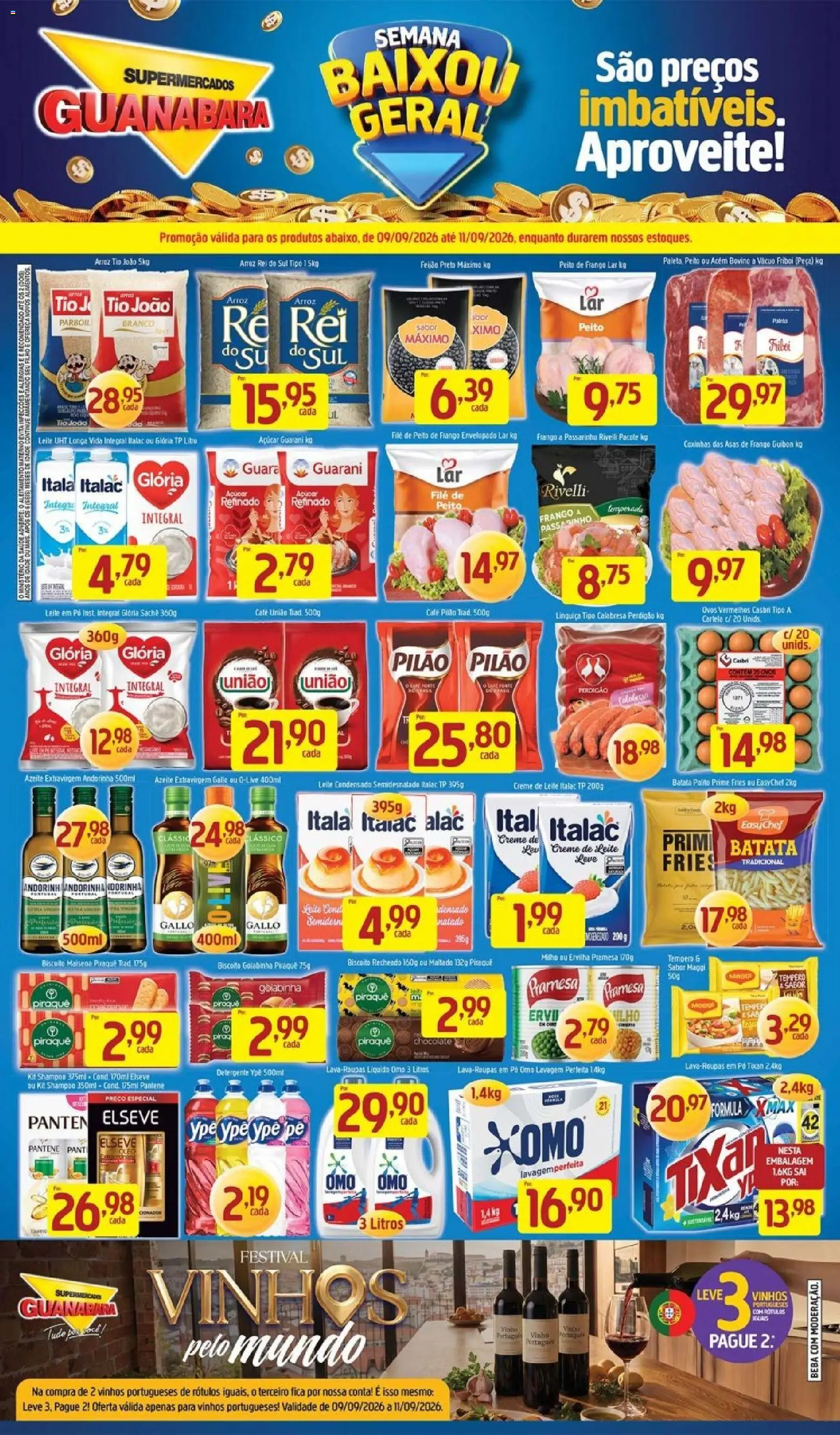 Supermercados Guanabara Folheto - válido de 09/09/2026 | Página: 1 | Produtos: Biscoito, Café, Vinho, Frango