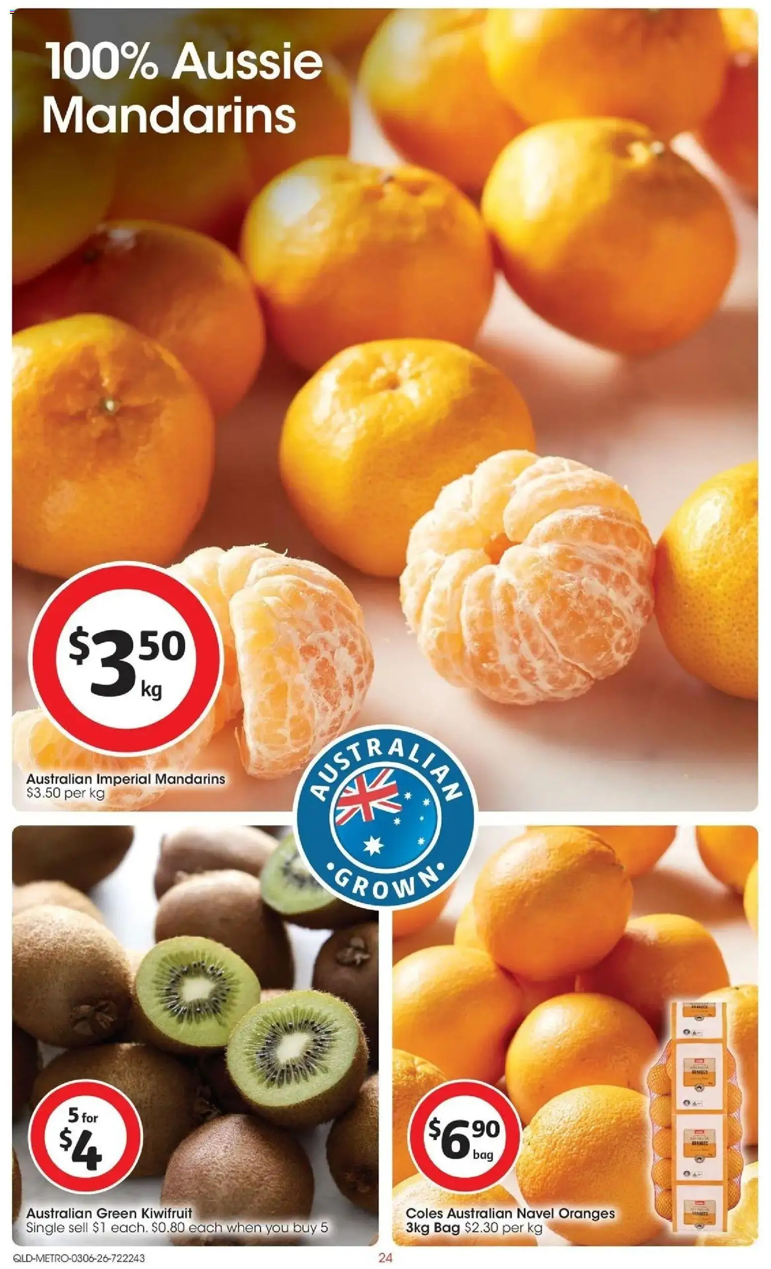 Coles catalogue - valid from 02.06.2026 | Page: 24 | Products: Oranges, Kiwifruit, Mandarins, Bag