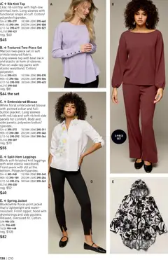 Preview of Embroidered Blouse, White floral embroidered blouse with pointed collar and full-button placket. Long sleeves with roll tab and soft rib knit side panels for comfort. Body and side panels: polyester/cotton/spandex. from shop Avon valid from 07.05.2026 | Page: 138
