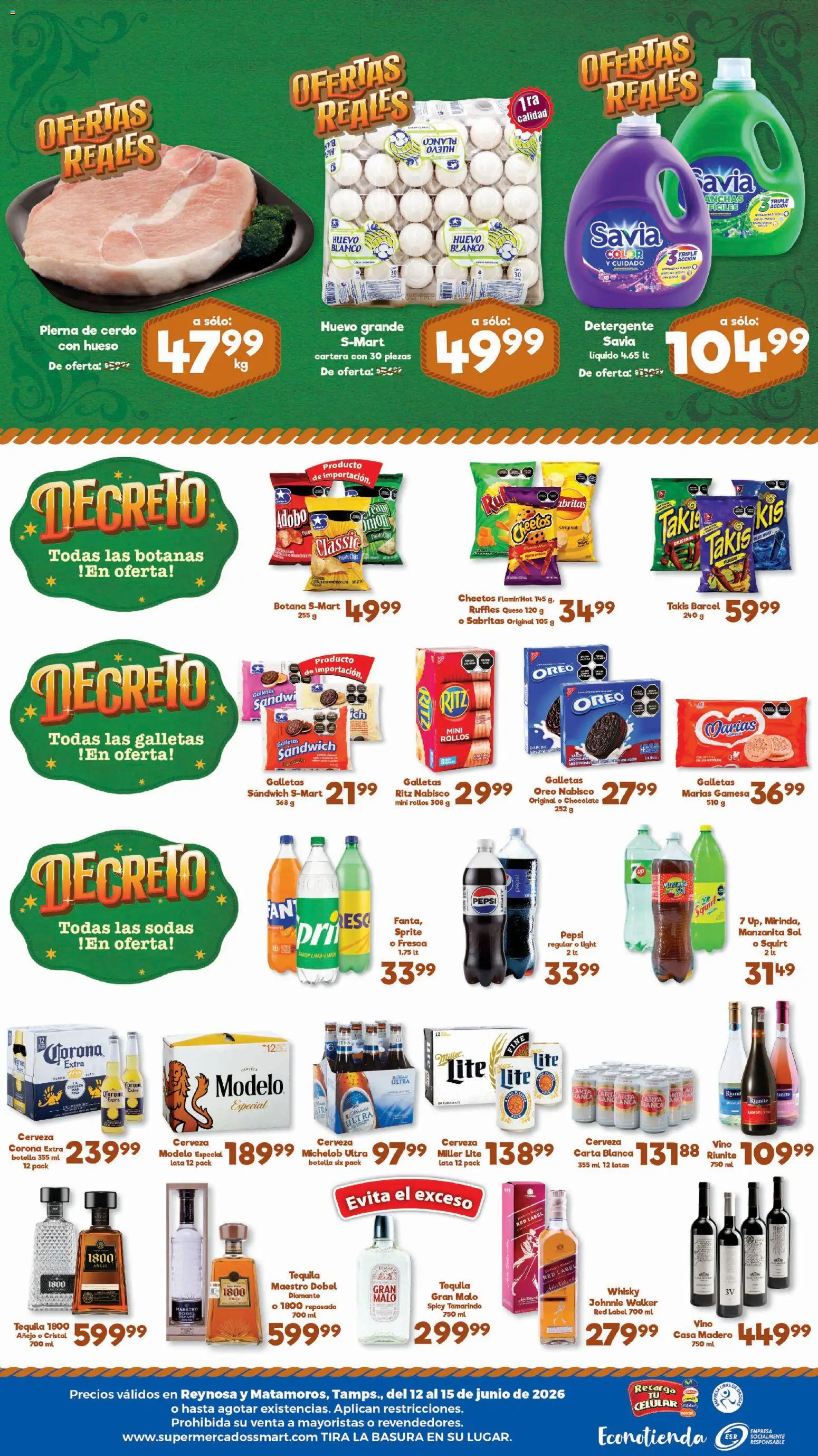 Nuevas ofertas de S-Mart válidas en toda la República Mexicana desde el 12.06.2026. ¡Encuentra las mejores ofertas en S-Mart folleto Ofertas de feria Matamoros! | Página: 2 | Productos: Huevo, Queso, Cerdo, Vino