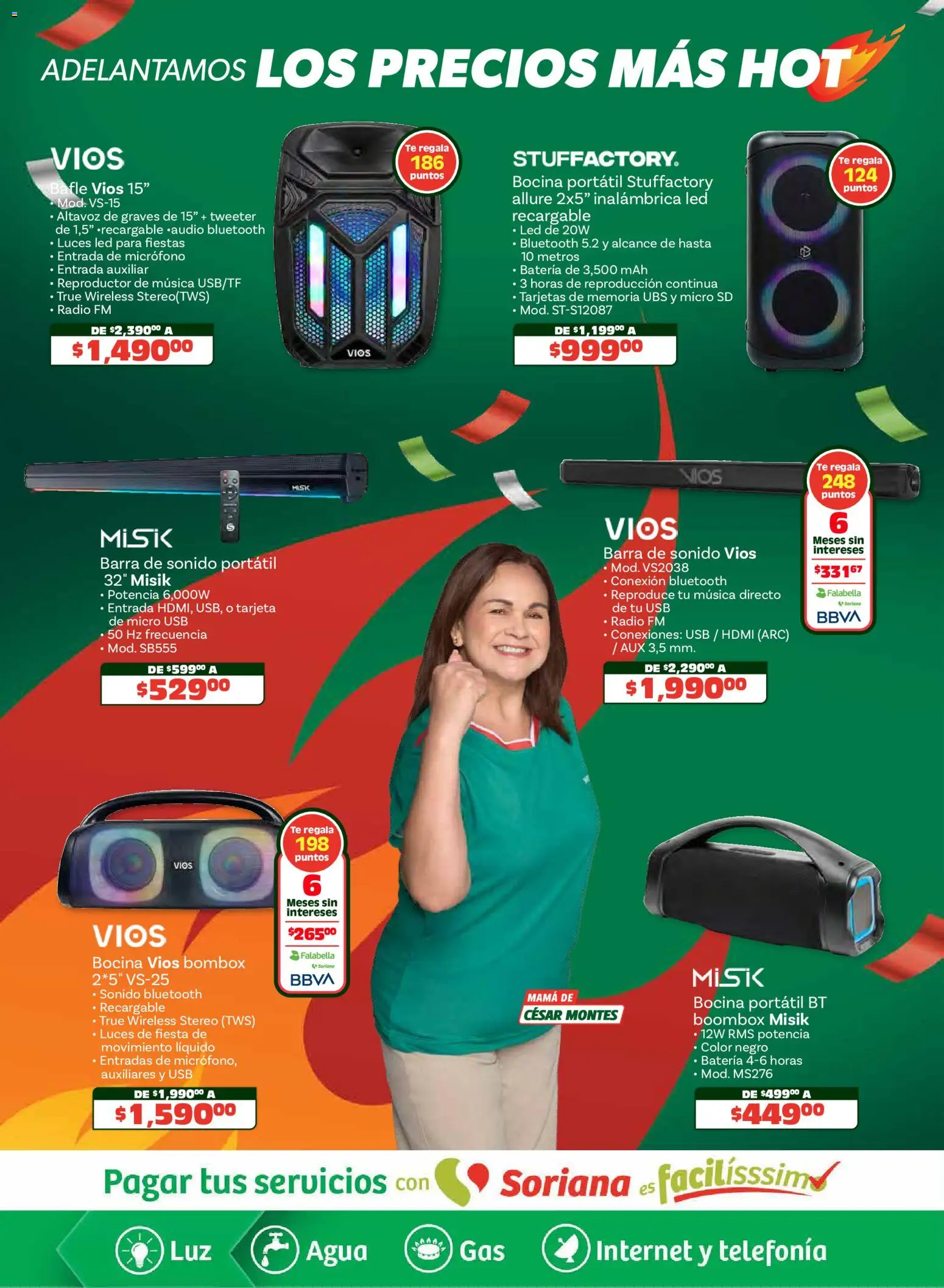Nuevas ofertas de Soriana válidas en toda la República Mexicana desde el 14.05.2026. ¡Encuentra las mejores ofertas en Soriana Hot Sale! | Página: 10 | Productos: Radio, Micrófono, Bocina, Batería