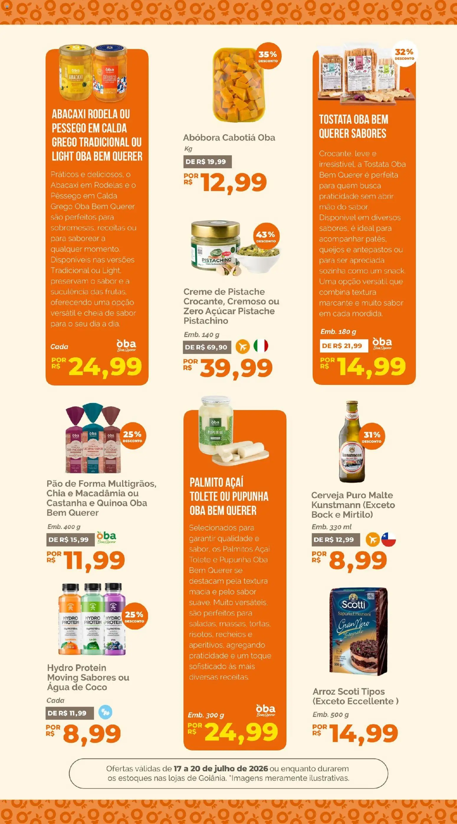 Oba Hortifruti Folheto - válido de 17/07/2026 | Página: 7 | Produtos: Pupunha, Palmito, Creme, Açaí