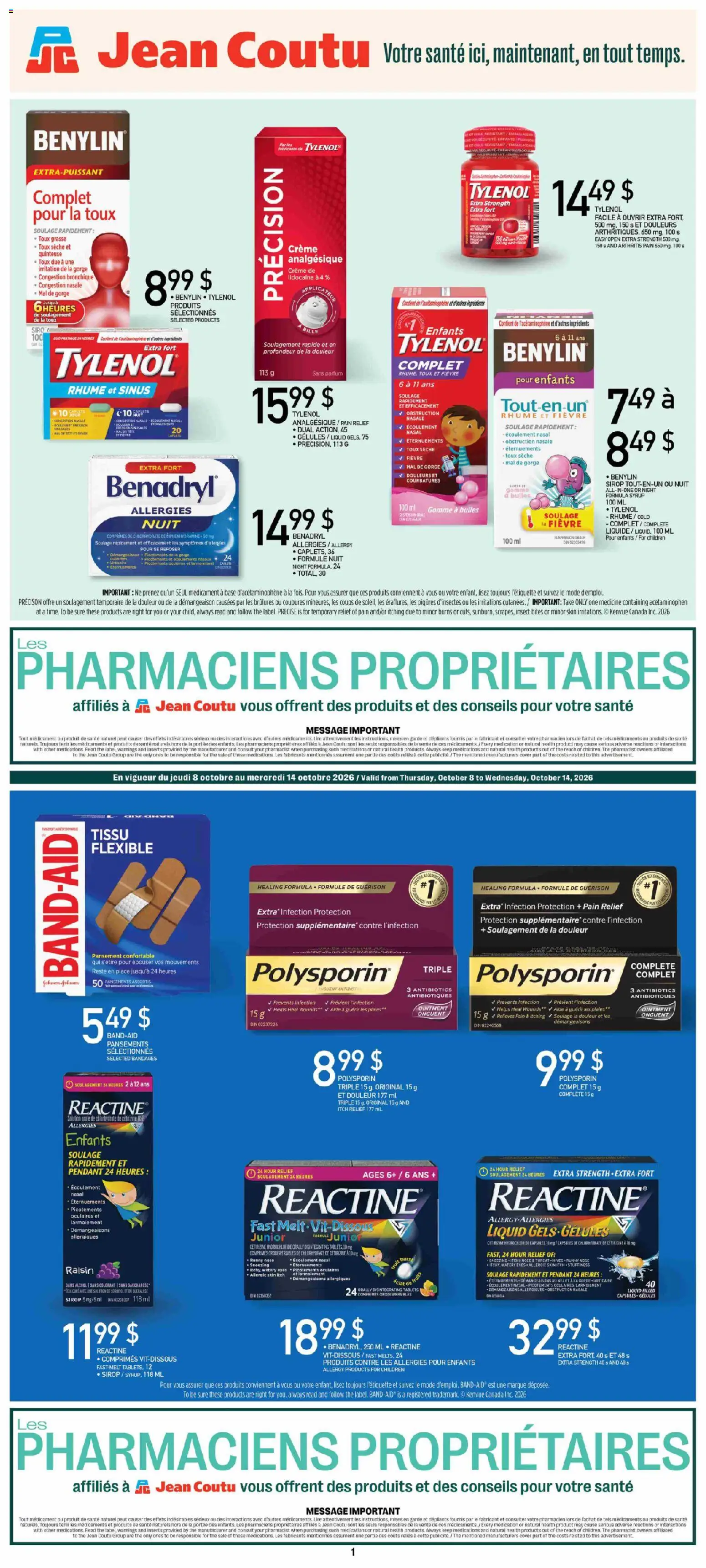 Jean Coutu flyer valid from Oct 8, 2026 | Page: 1