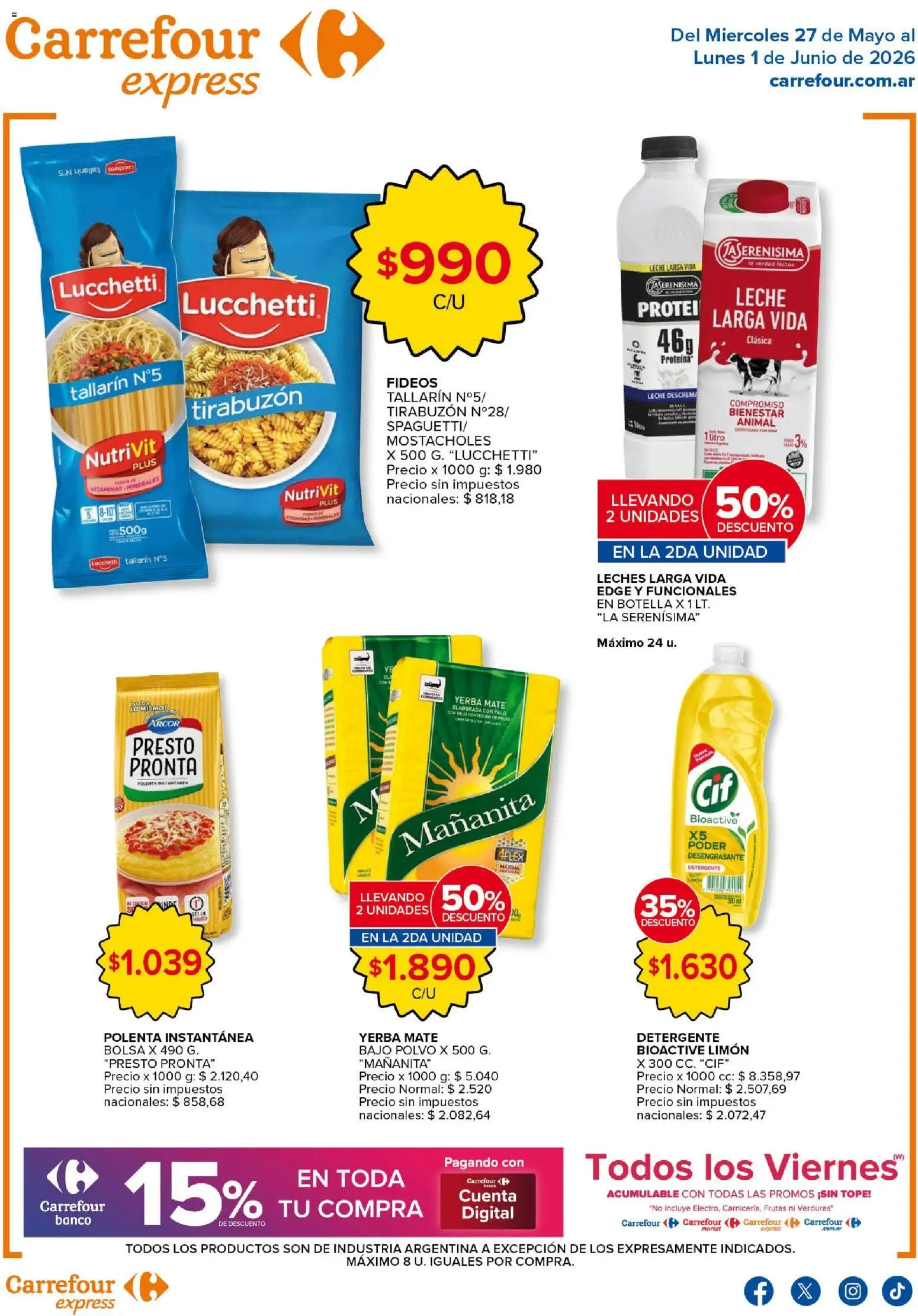Carrefour - Carrefour Express │ válido desde el 27.05.2026 | Página: 1 | Productos: Yerba, Detergente, Limón, Fideos
