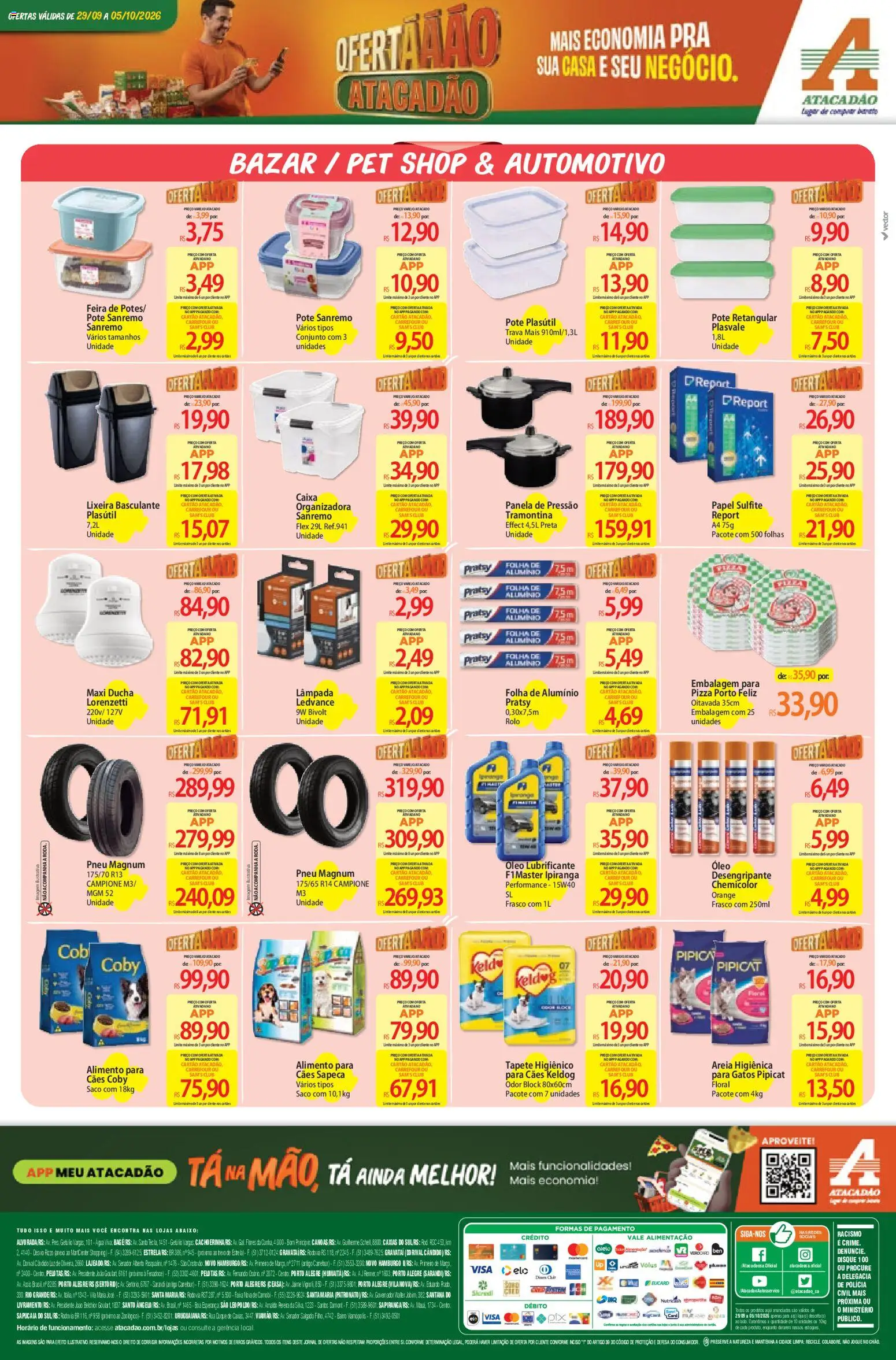 Atacadão Folheto - válido de 29/09/2026 | Página: 9 | Produtos: Areia, Panela de pressão, Óleo, Pizza