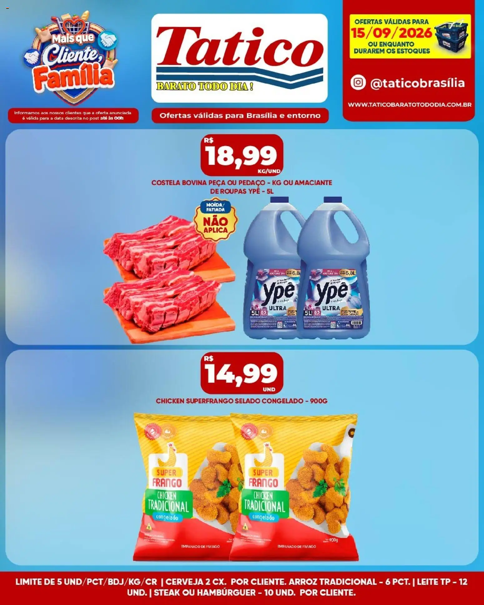 Tatico Folheto - válido de 15/09/2026 | Página: 10 | Produtos: Steak, Costela bovina, Leite, Frango