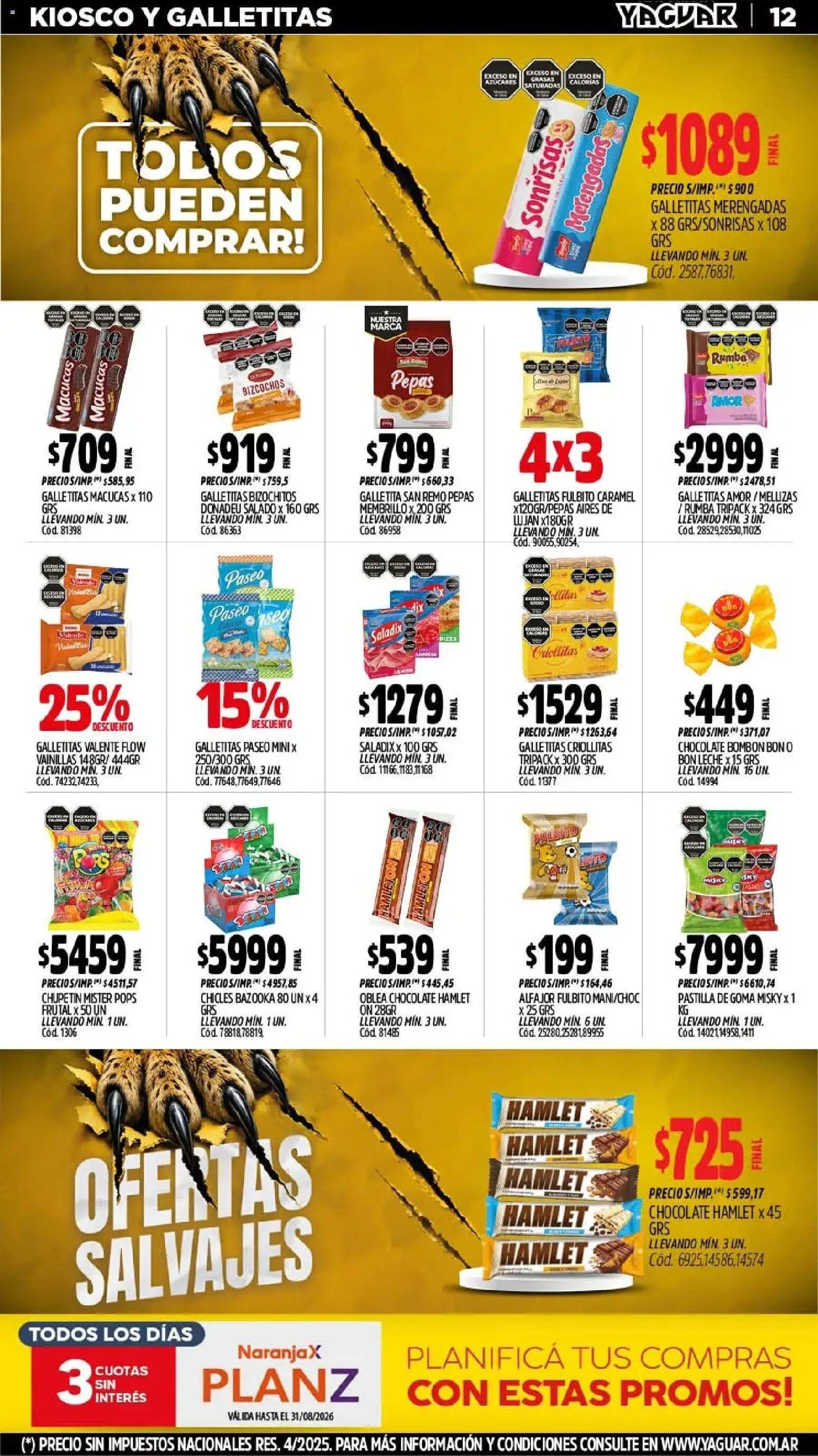 Yaguar - Oferta Semanal Santa Fé │ válido desde el 03/08/2026 | Página: 13 | Productos: Galletitas, Leche, Alfajor, Bizcochos
